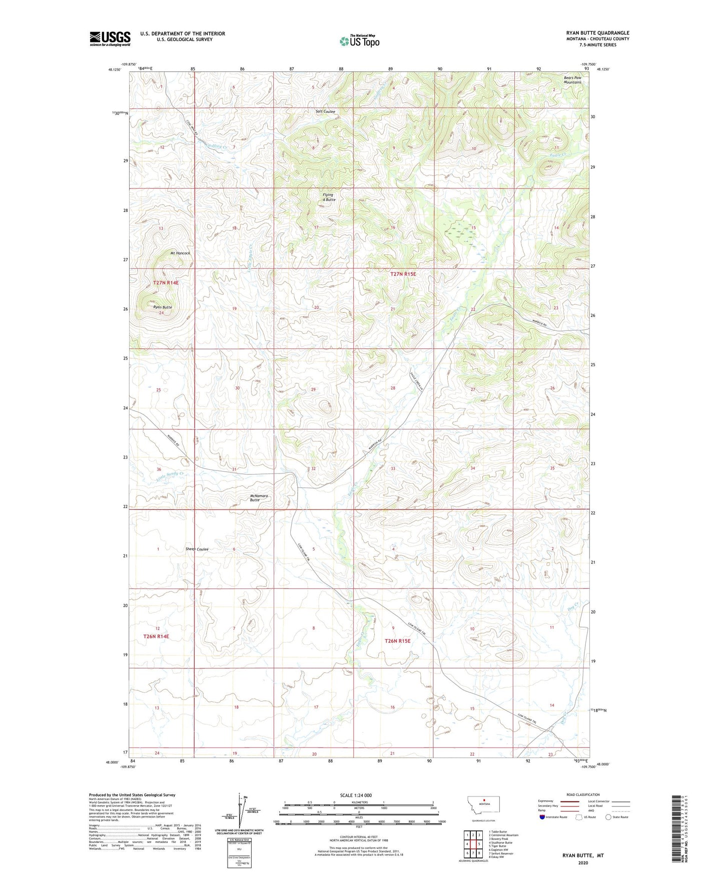 Ryan Butte Montana US Topo Map Image