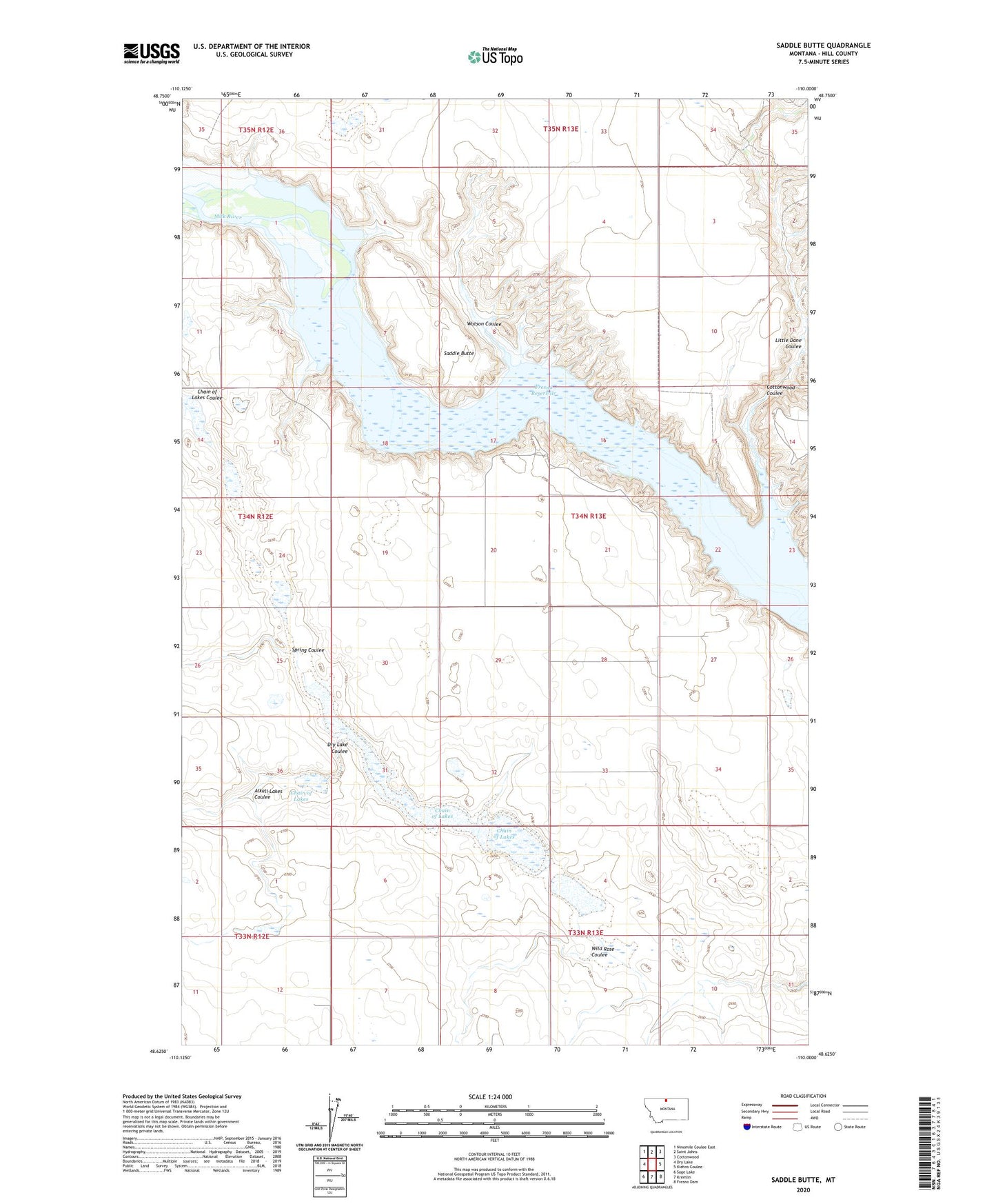 Saddle Butte Montana US Topo Map Image