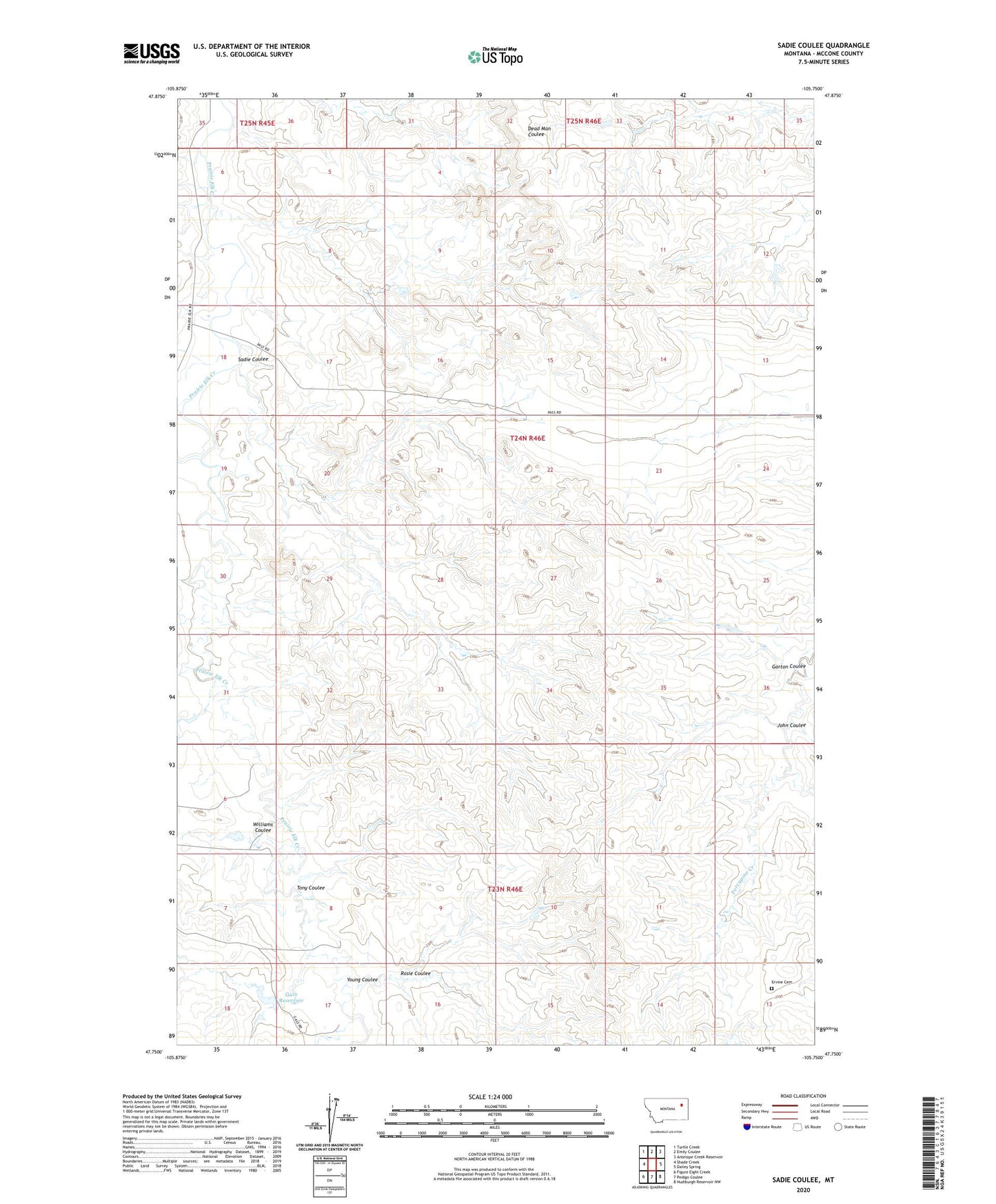 Sadie Coulee Montana US Topo Map Image