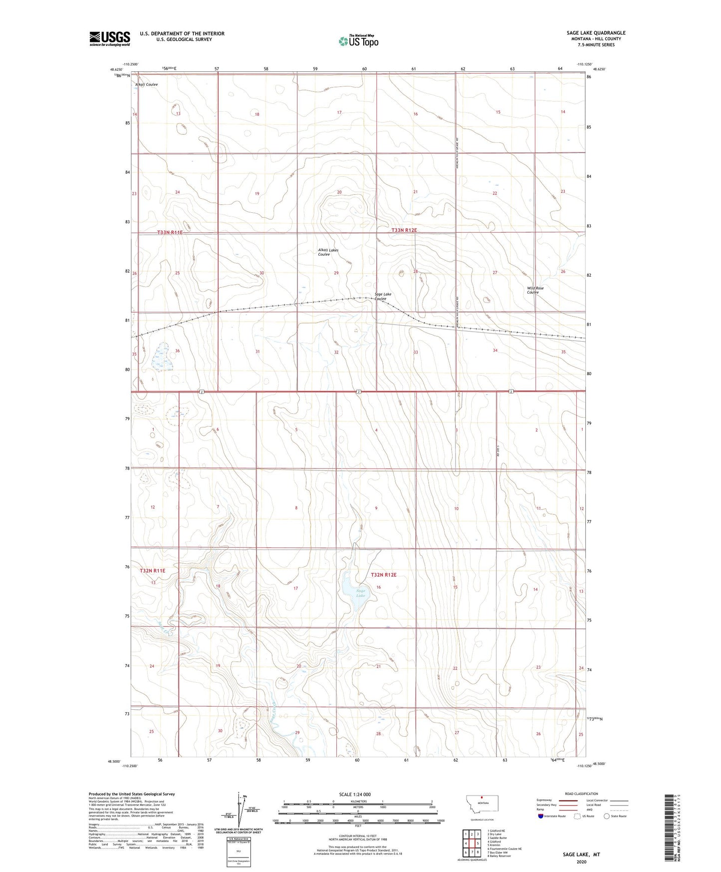 Sage Lake Montana US Topo Map Image