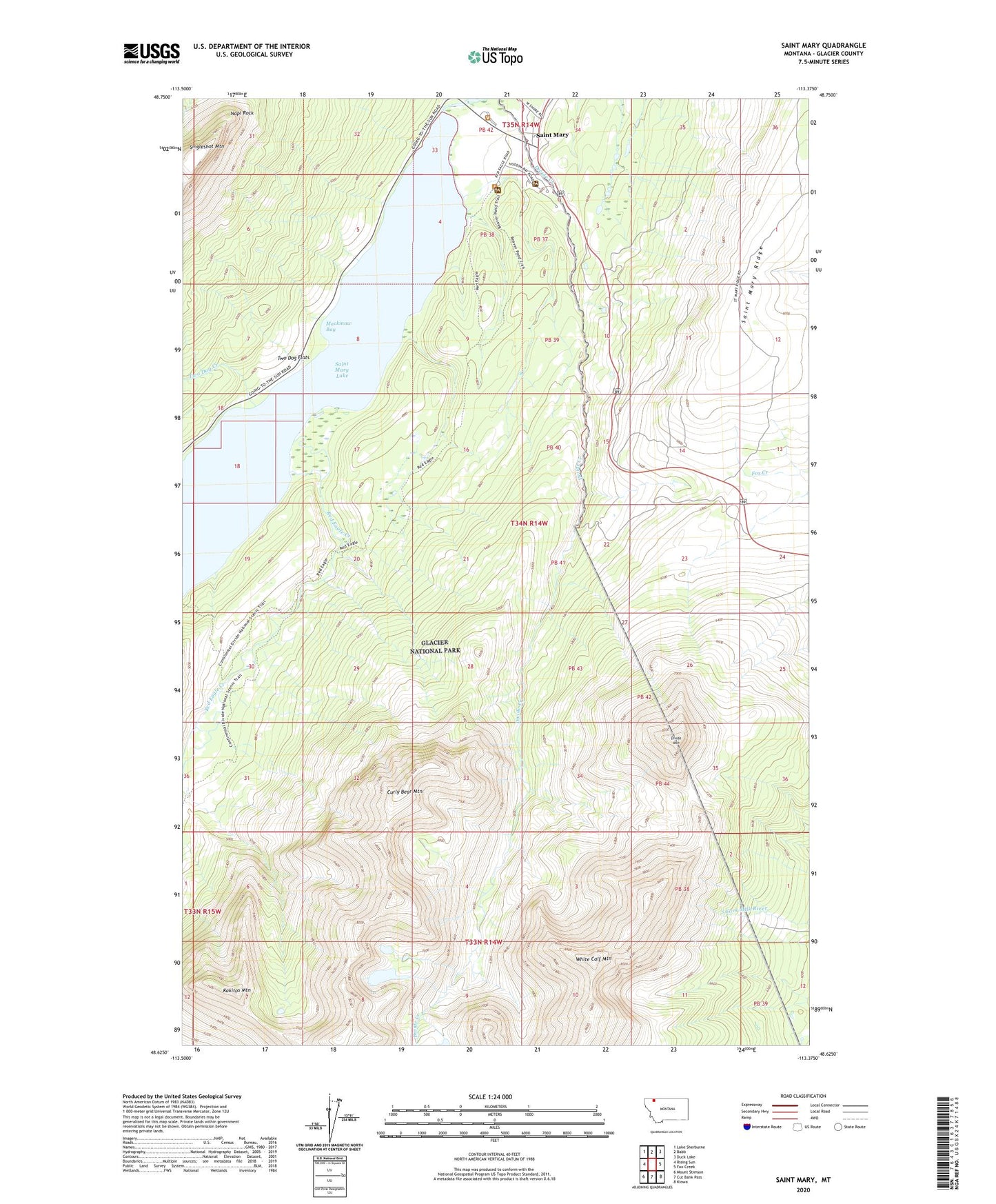 Saint Mary Montana US Topo Map Image