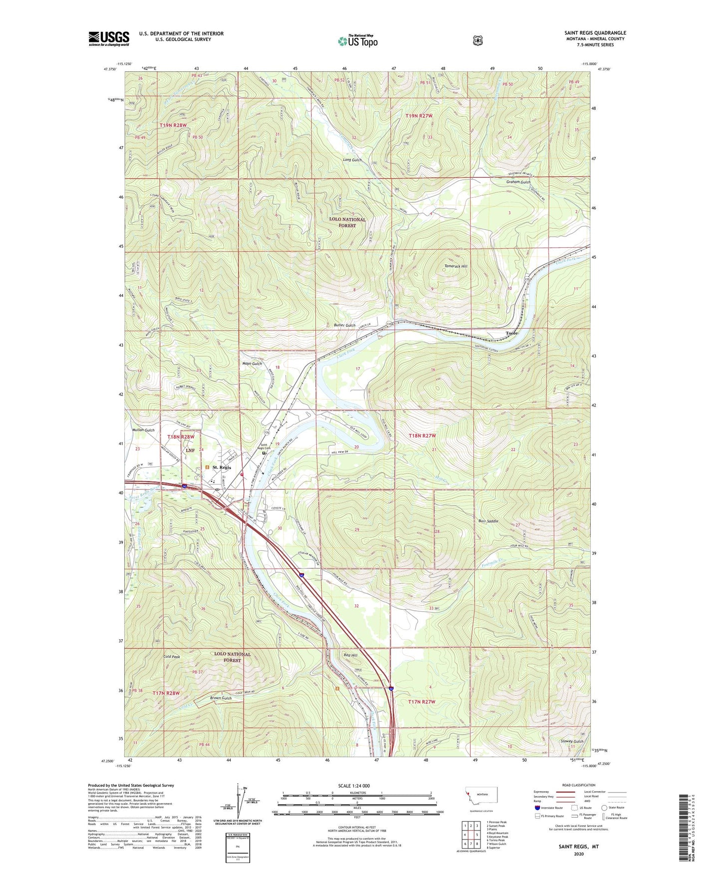 Saint Regis Montana US Topo Map Image