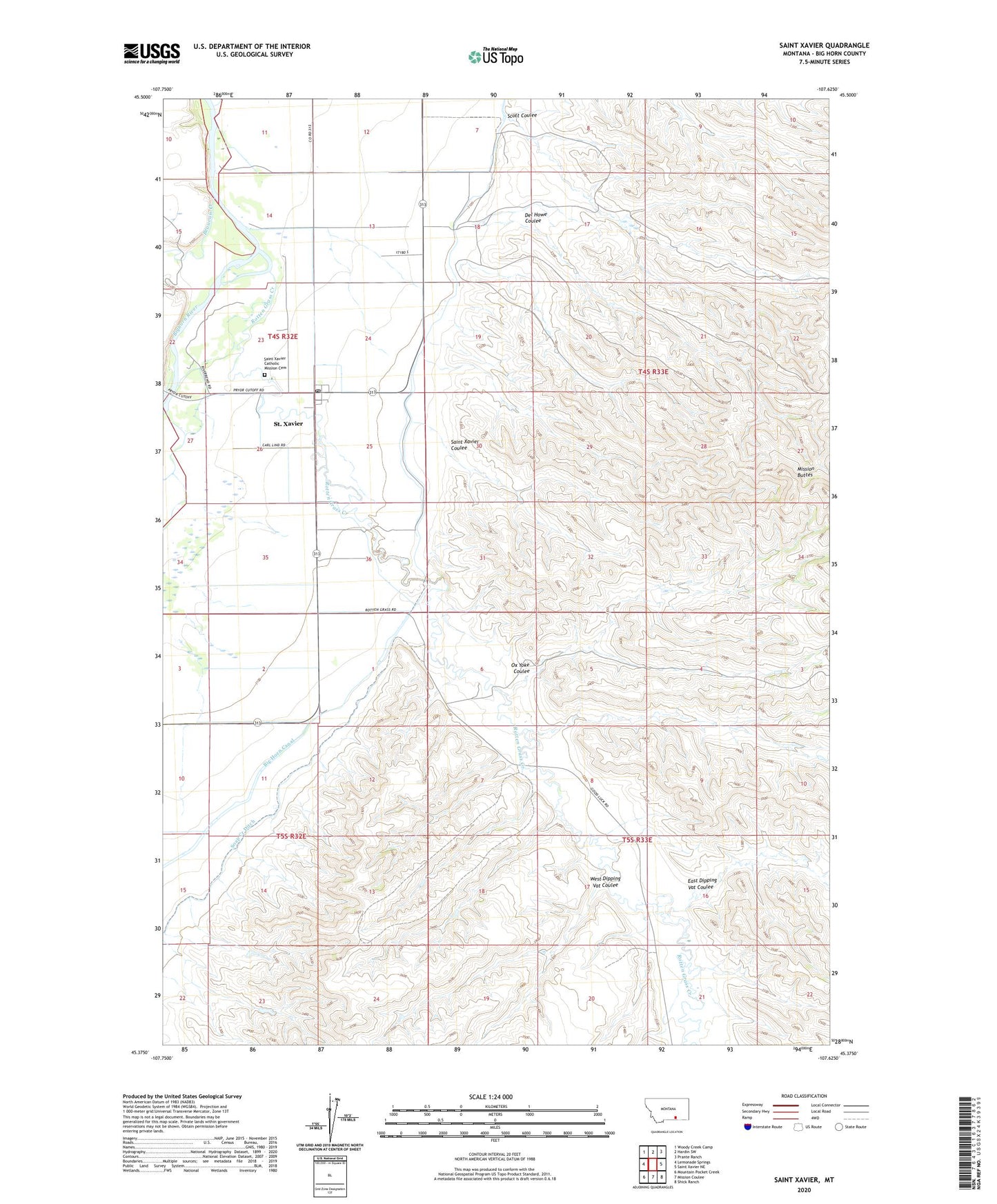 Saint Xavier Montana US Topo Map Image
