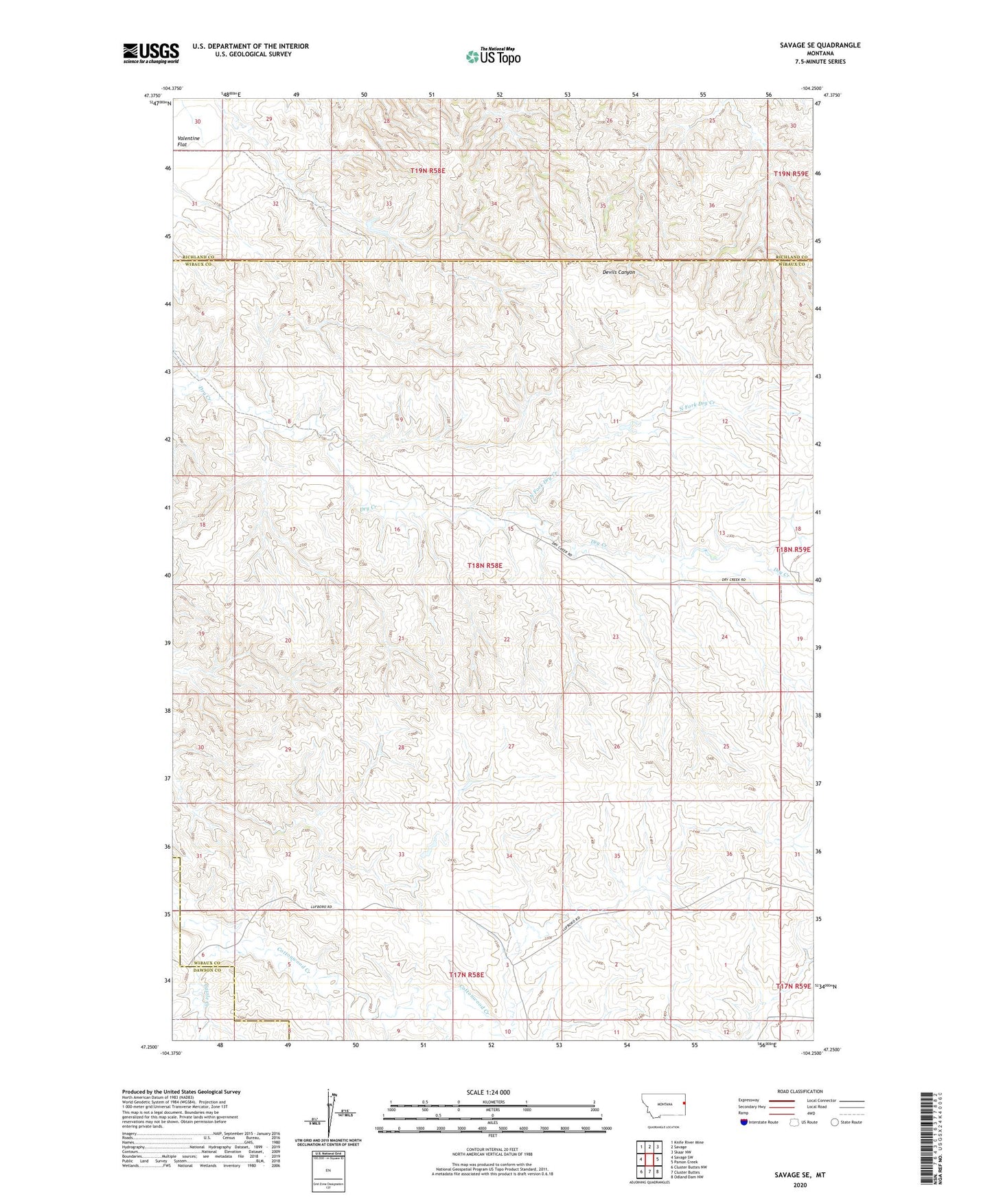 Savage SE Montana US Topo Map Image