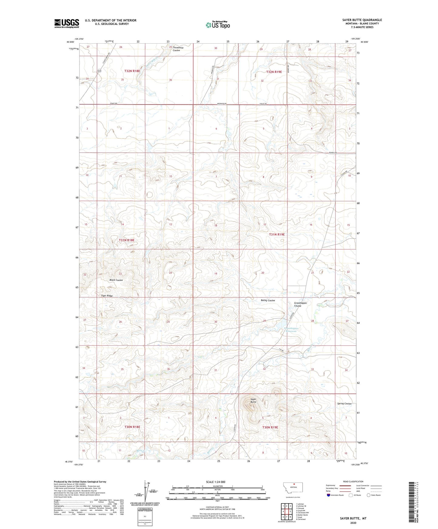Sayer Butte Montana US Topo Map Image