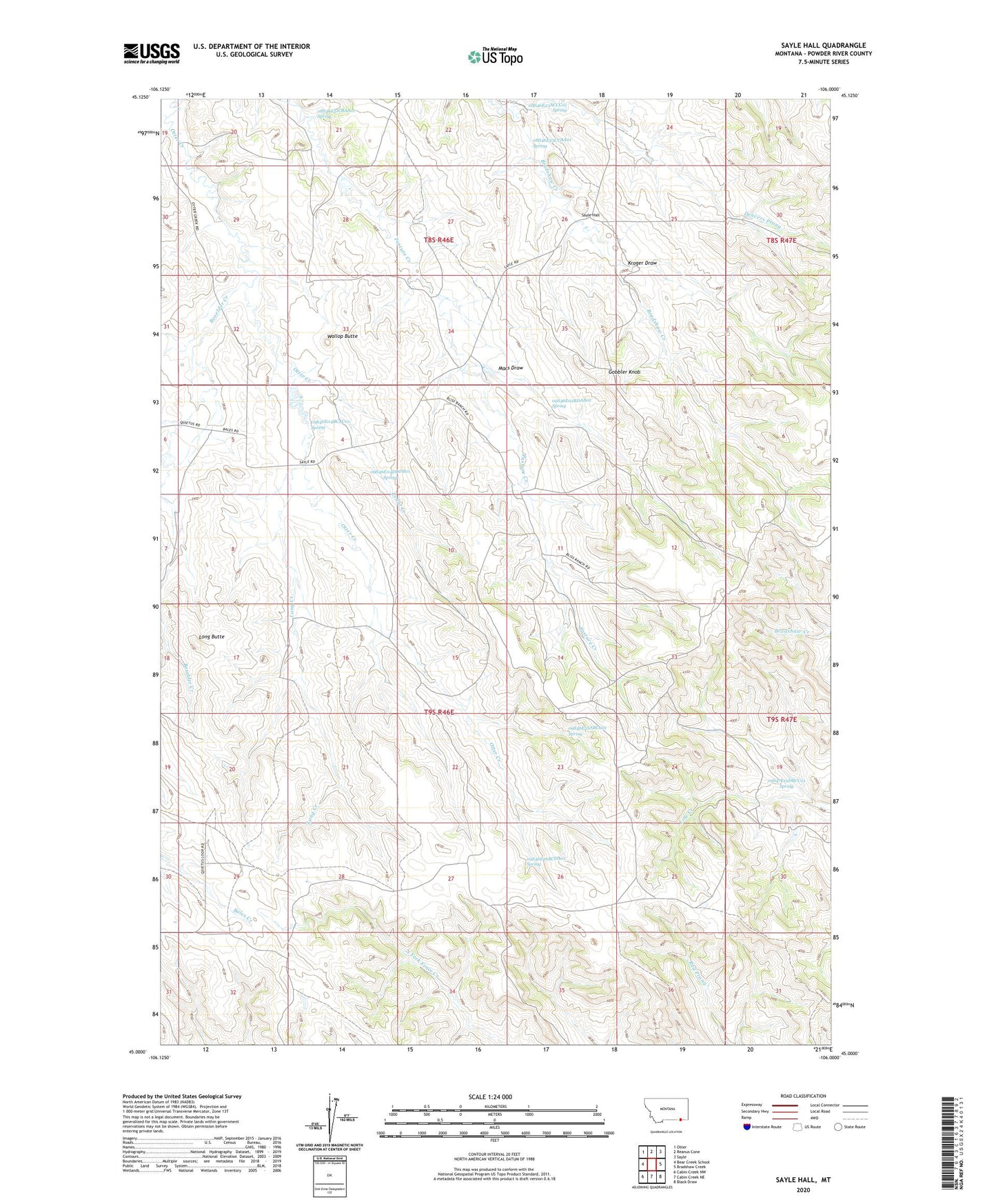 Sayle Hall Montana US Topo Map Image