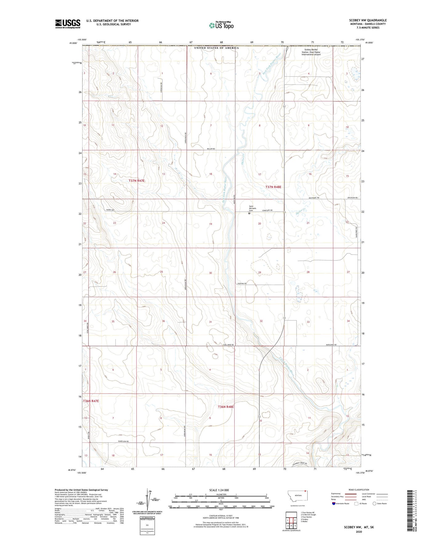 Scobey NW Montana US Topo Map Image