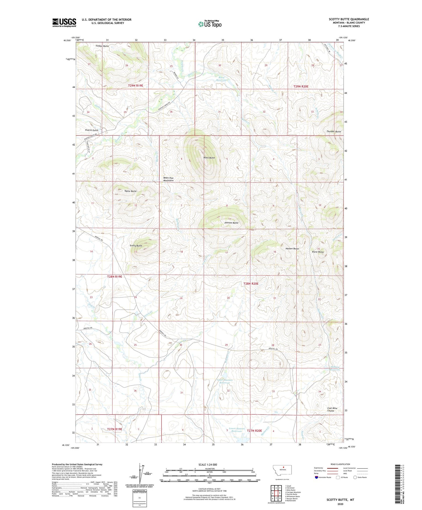 Scotty Butte Montana US Topo Map Image