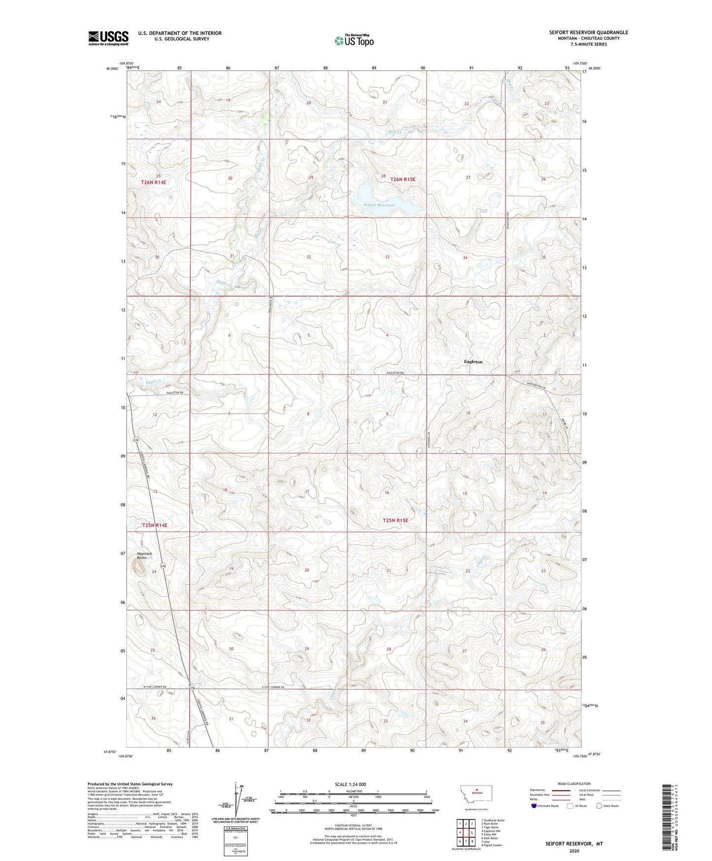 Seifort Reservoir Montana US Topo Map Image