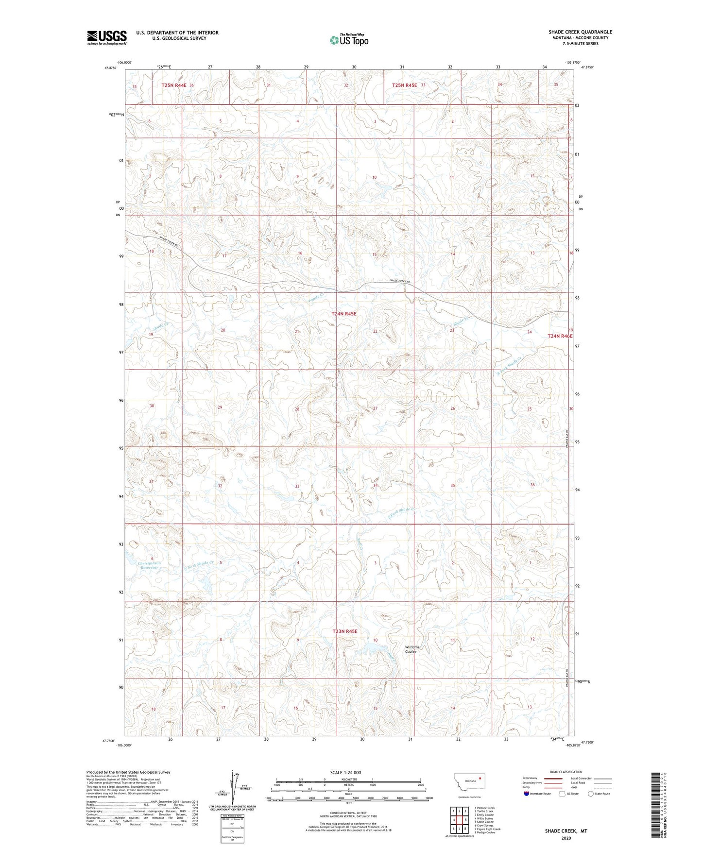 Shade Creek Montana US Topo Map Image
