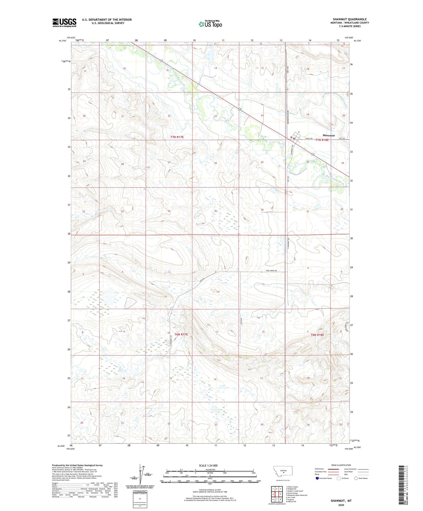 Shawmut Montana US Topo Map Image
