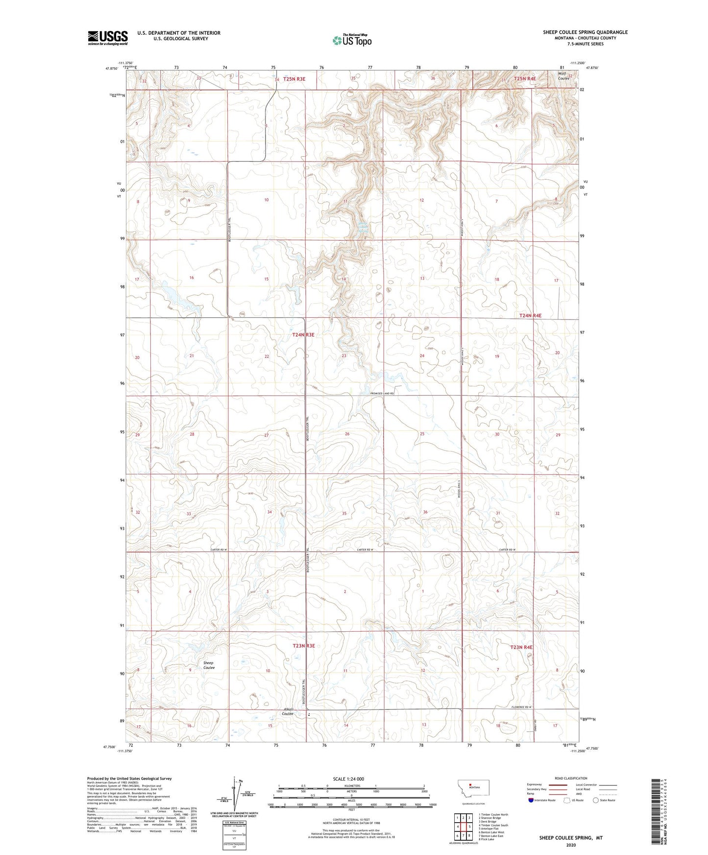 Sheep Coulee Spring Montana US Topo Map Image