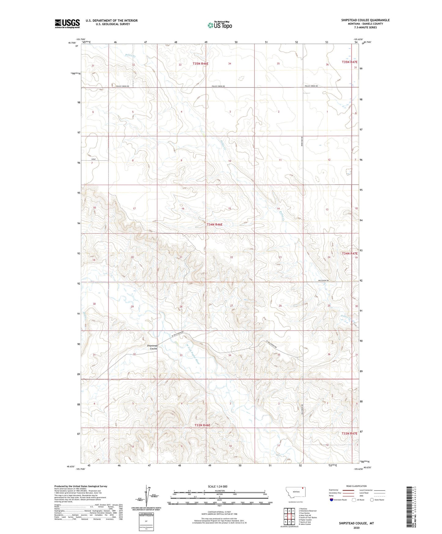 Shipstead Coulee Montana US Topo Map Image