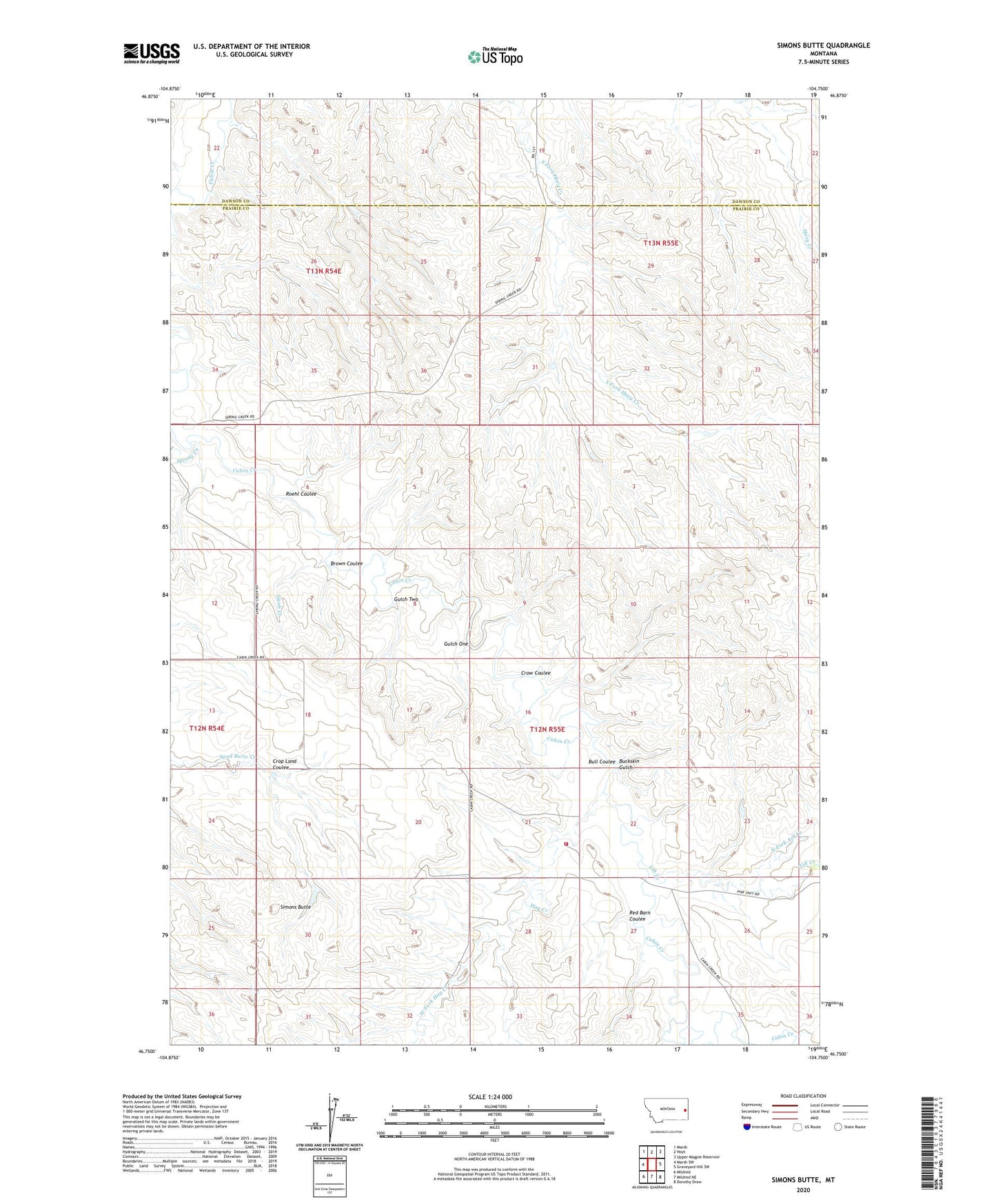 Simons Butte Montana US Topo Map Image