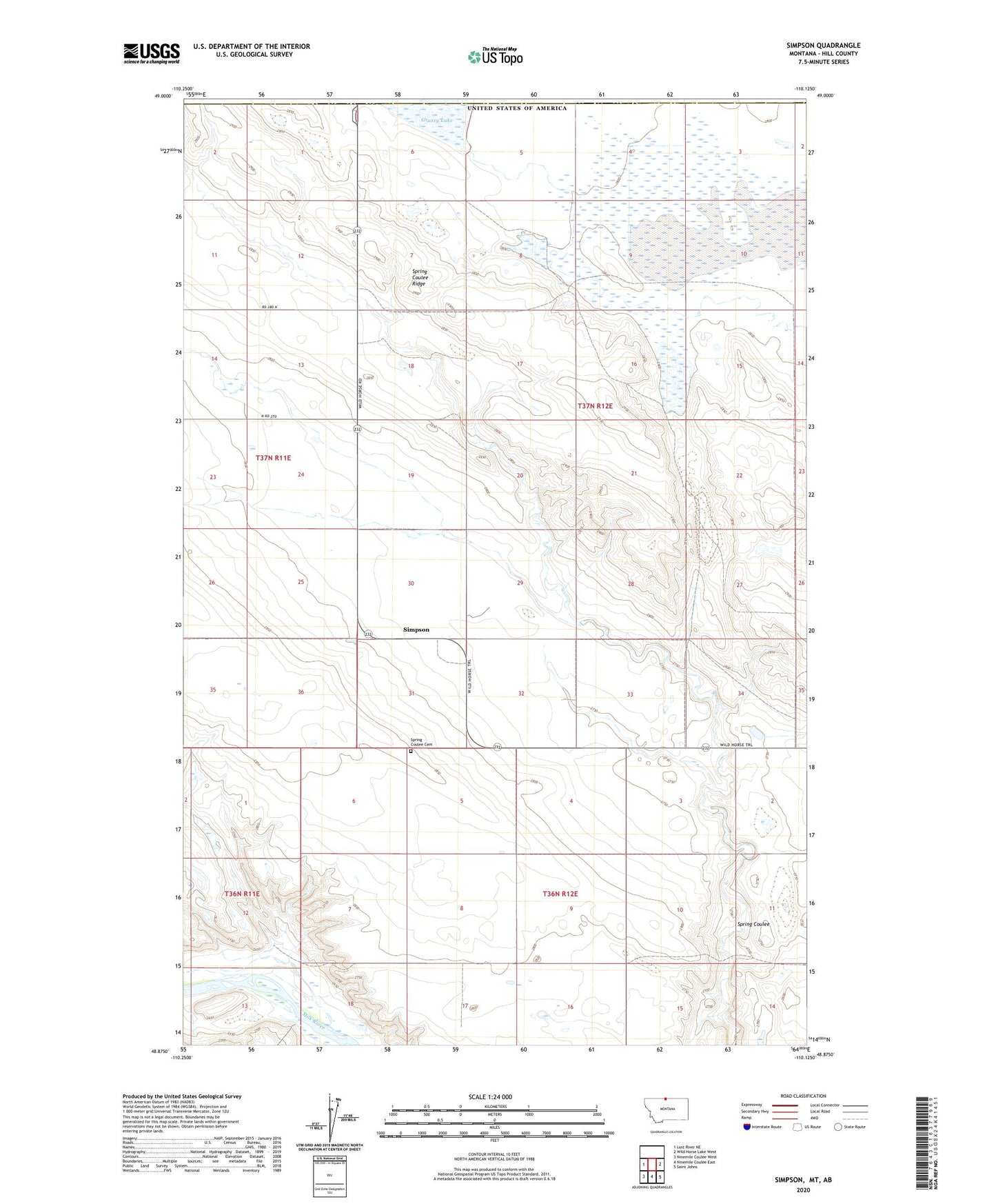 Simpson Montana US Topo Map Image