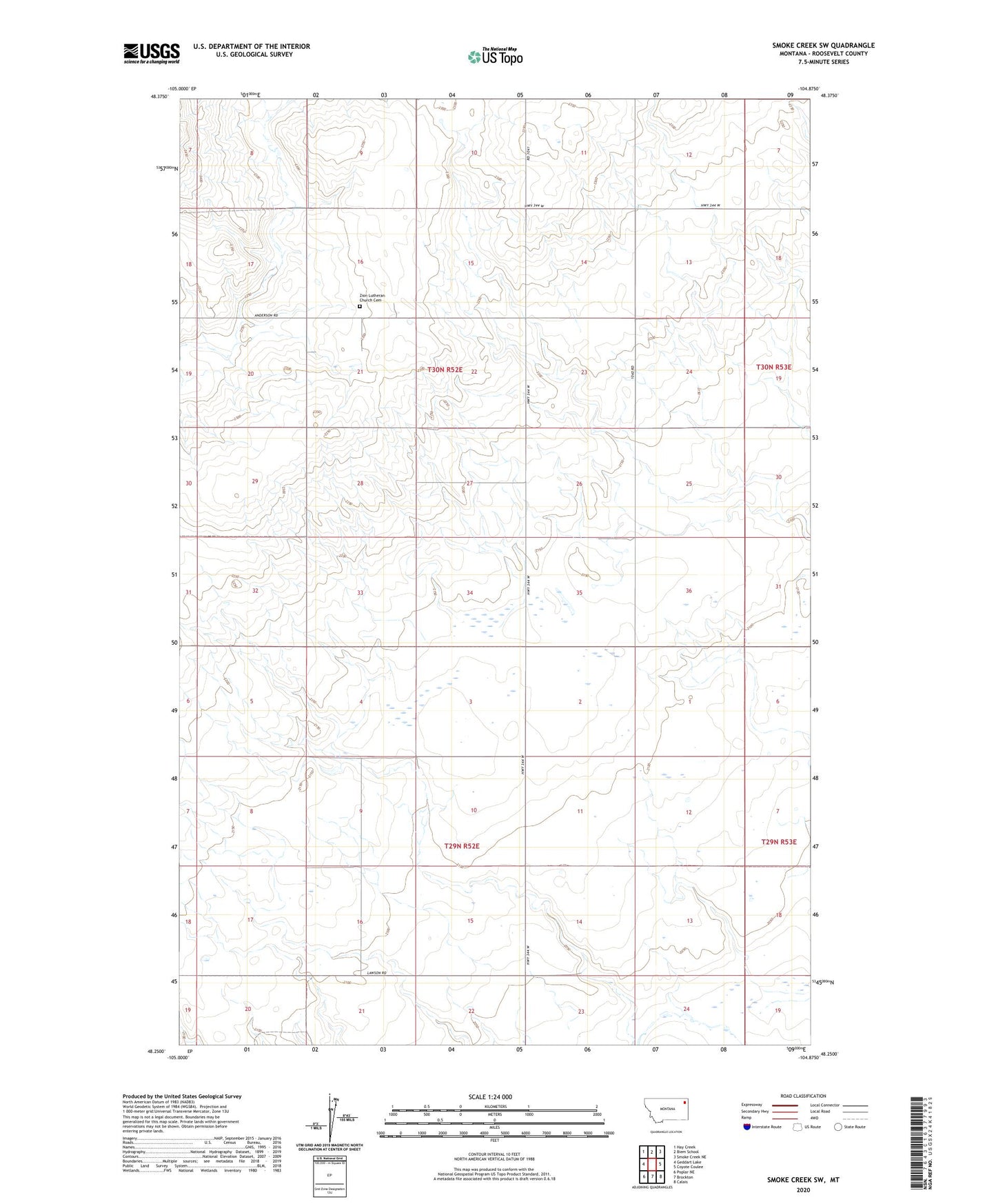 Smoke Creek SW Montana US Topo Map Image