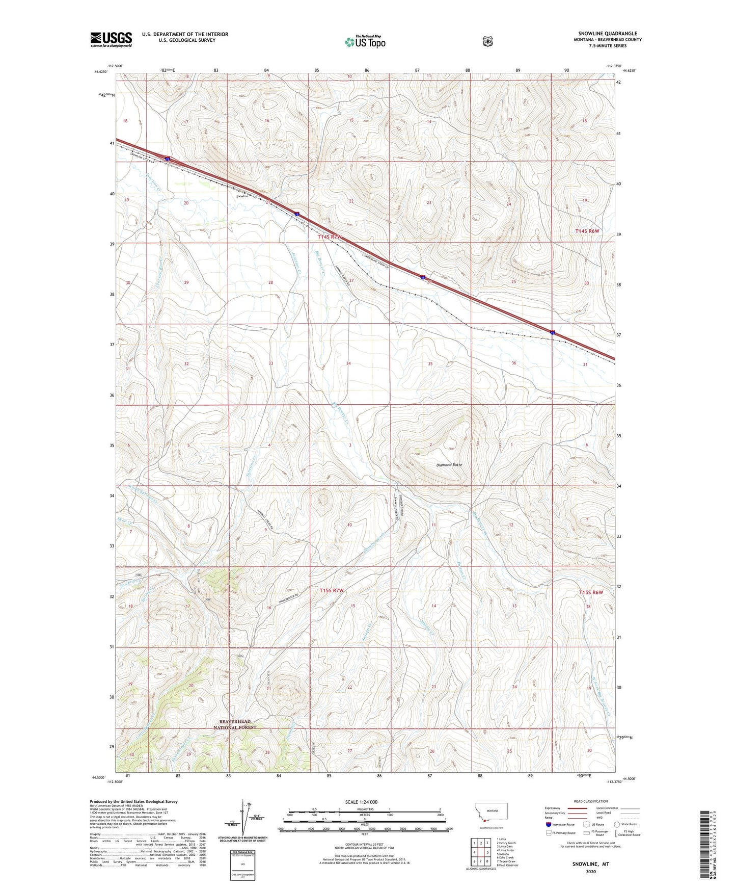Snowline Montana US Topo Map Image