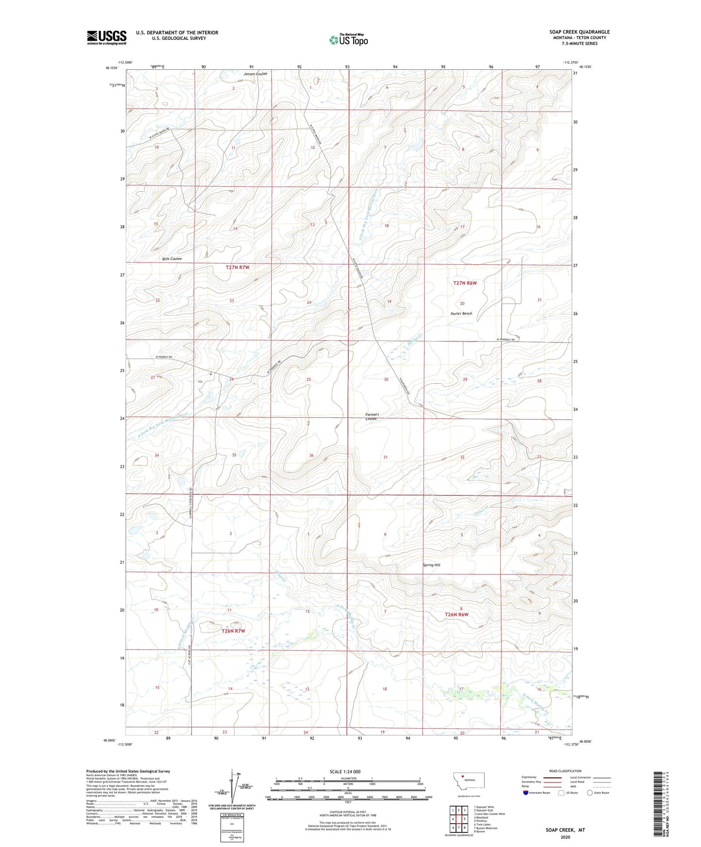 Soap Creek Montana US Topo Map Image