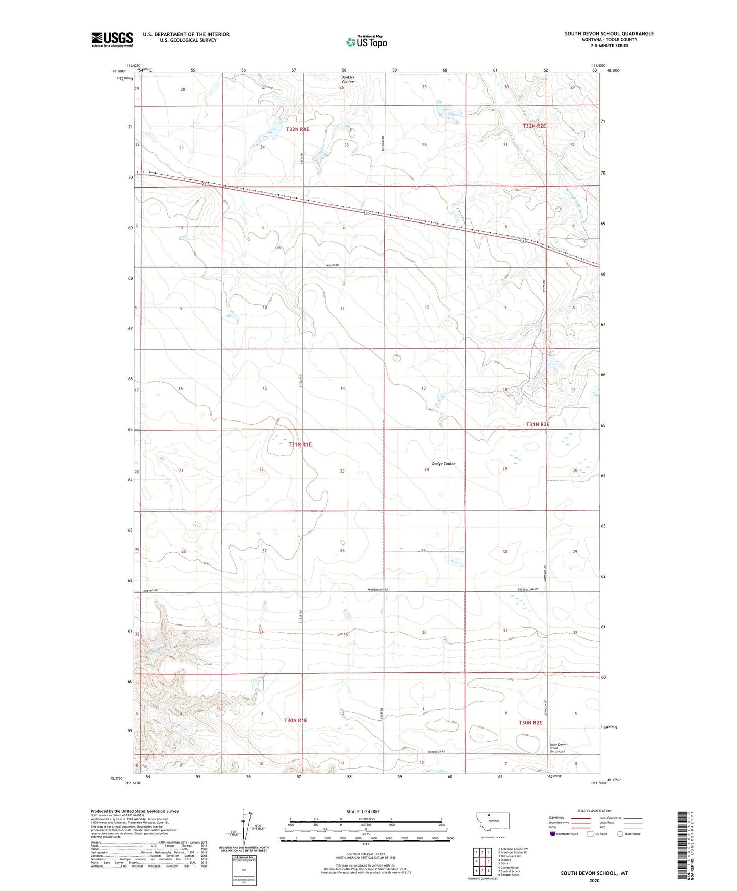 South Devon School Montana US Topo Map Image