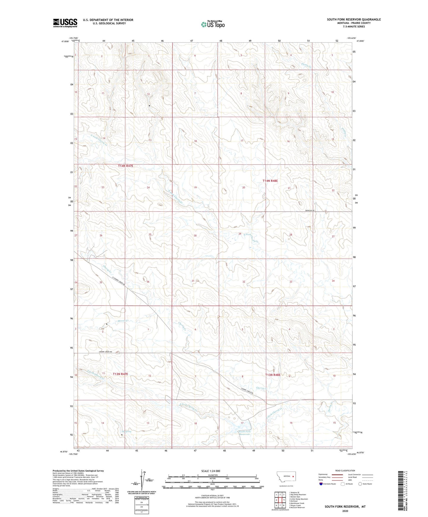 South Fork Reservoir Montana US Topo Map Image