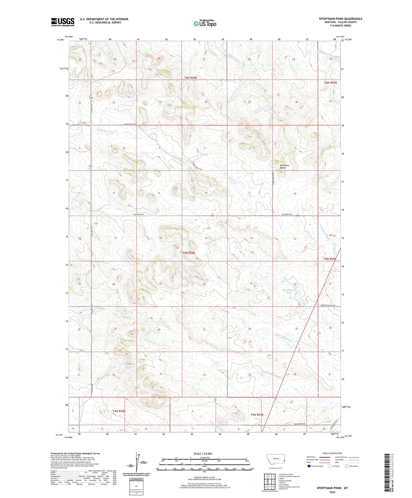 Sportsman Pond Montana US Topo Map Image