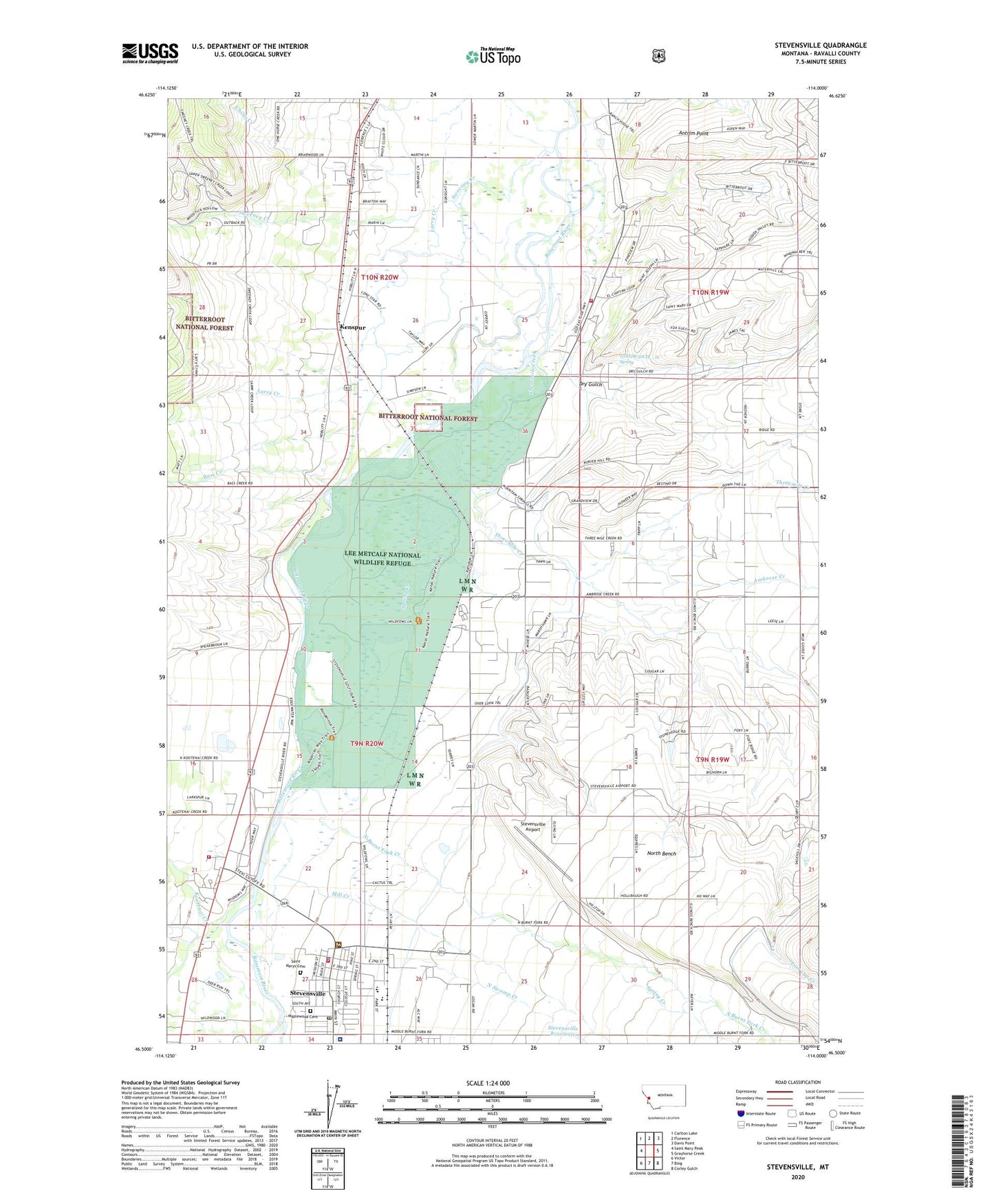 Stevensville Montana US Topo Map Image