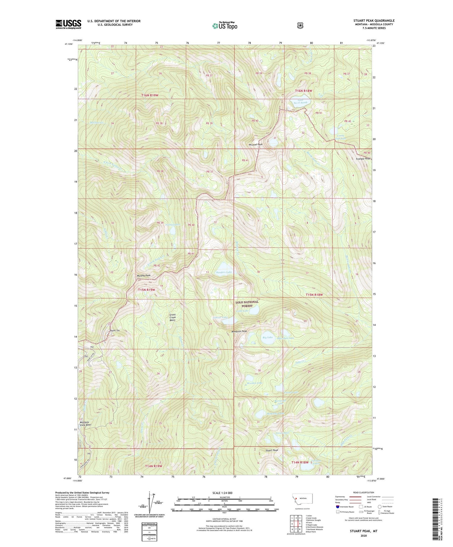 Stuart Peak Montana US Topo Map Image