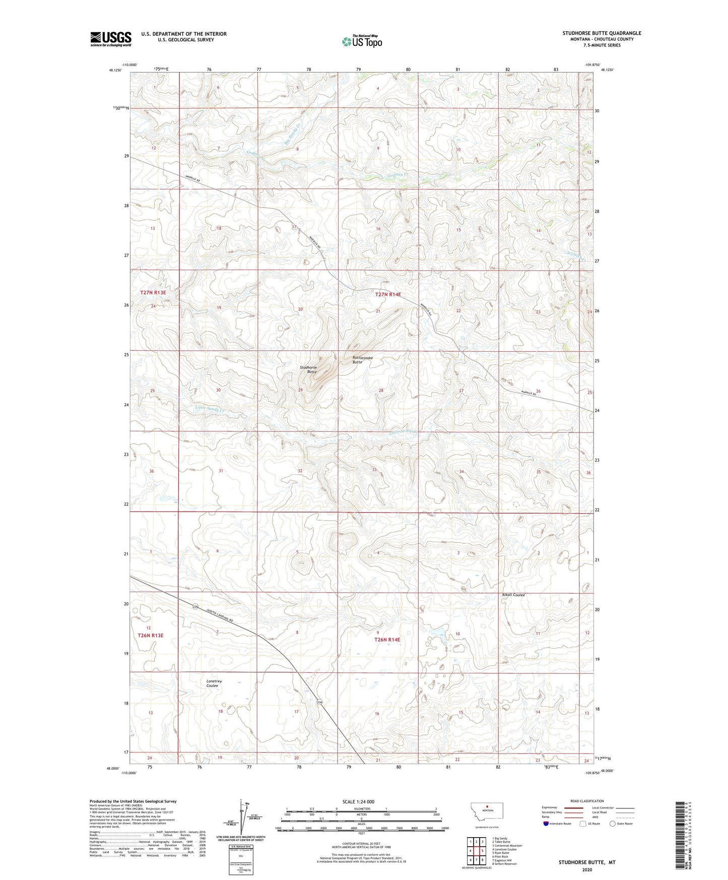 Studhorse Butte Montana US Topo Map Image