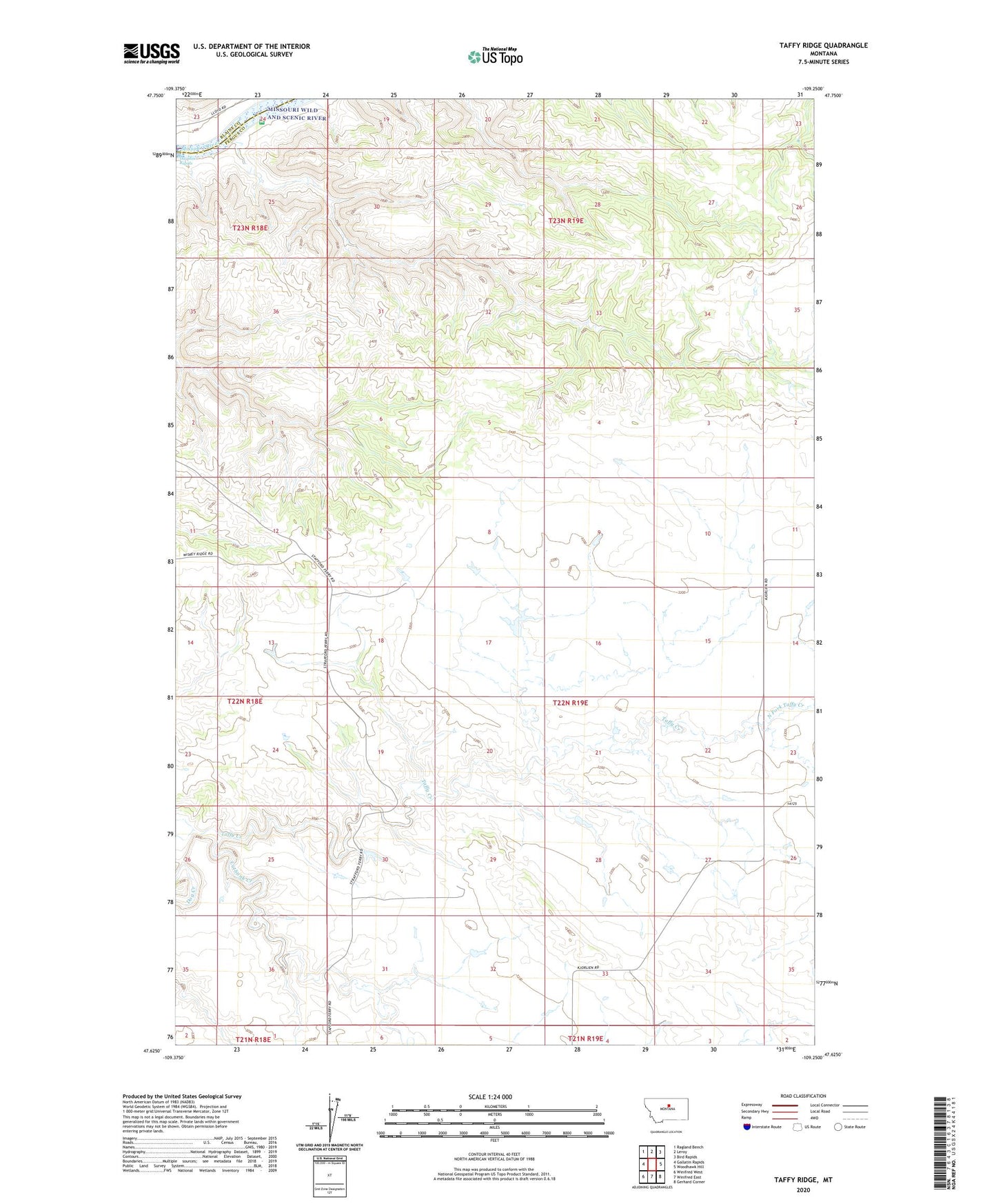 Taffy Ridge Montana US Topo Map Image