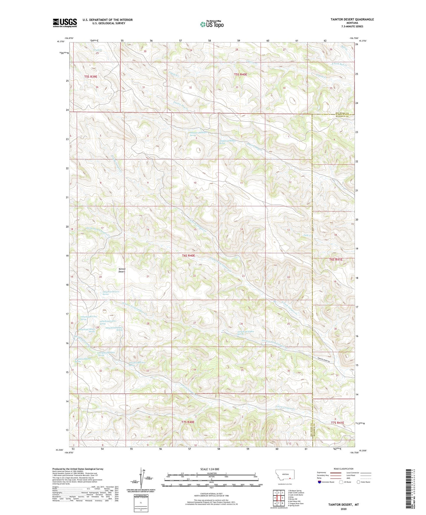 Taintor Desert Montana US Topo Map Image