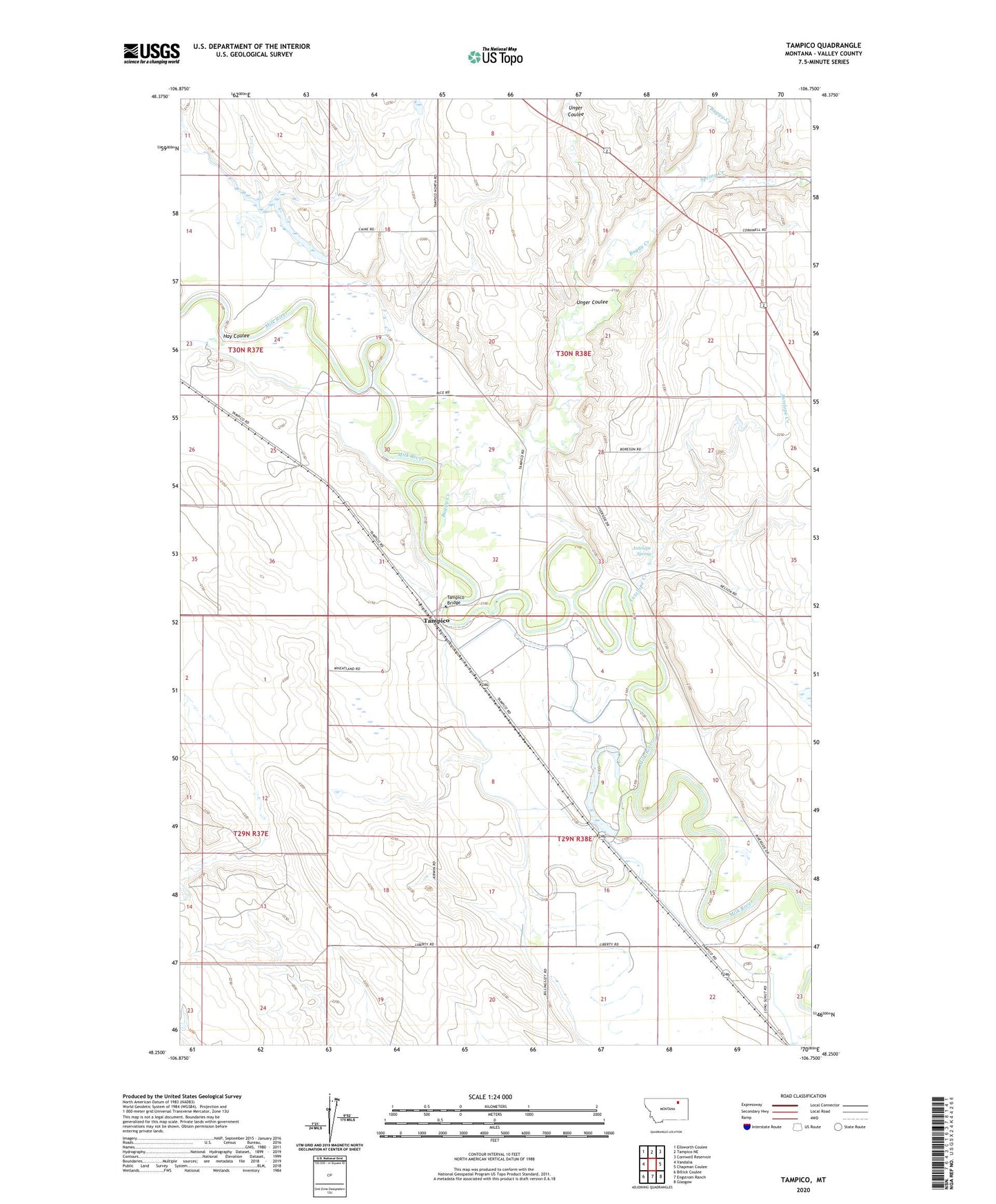 Tampico Montana US Topo Map Image