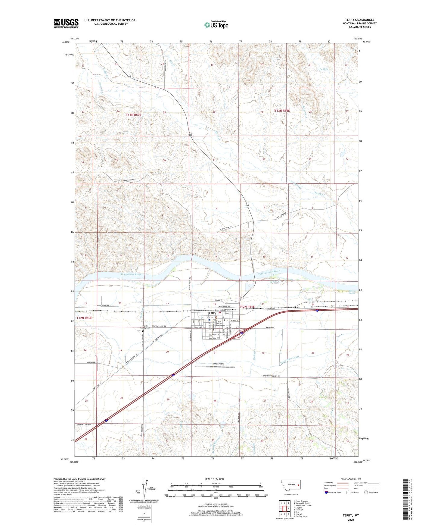 Terry Montana US Topo Map Image
