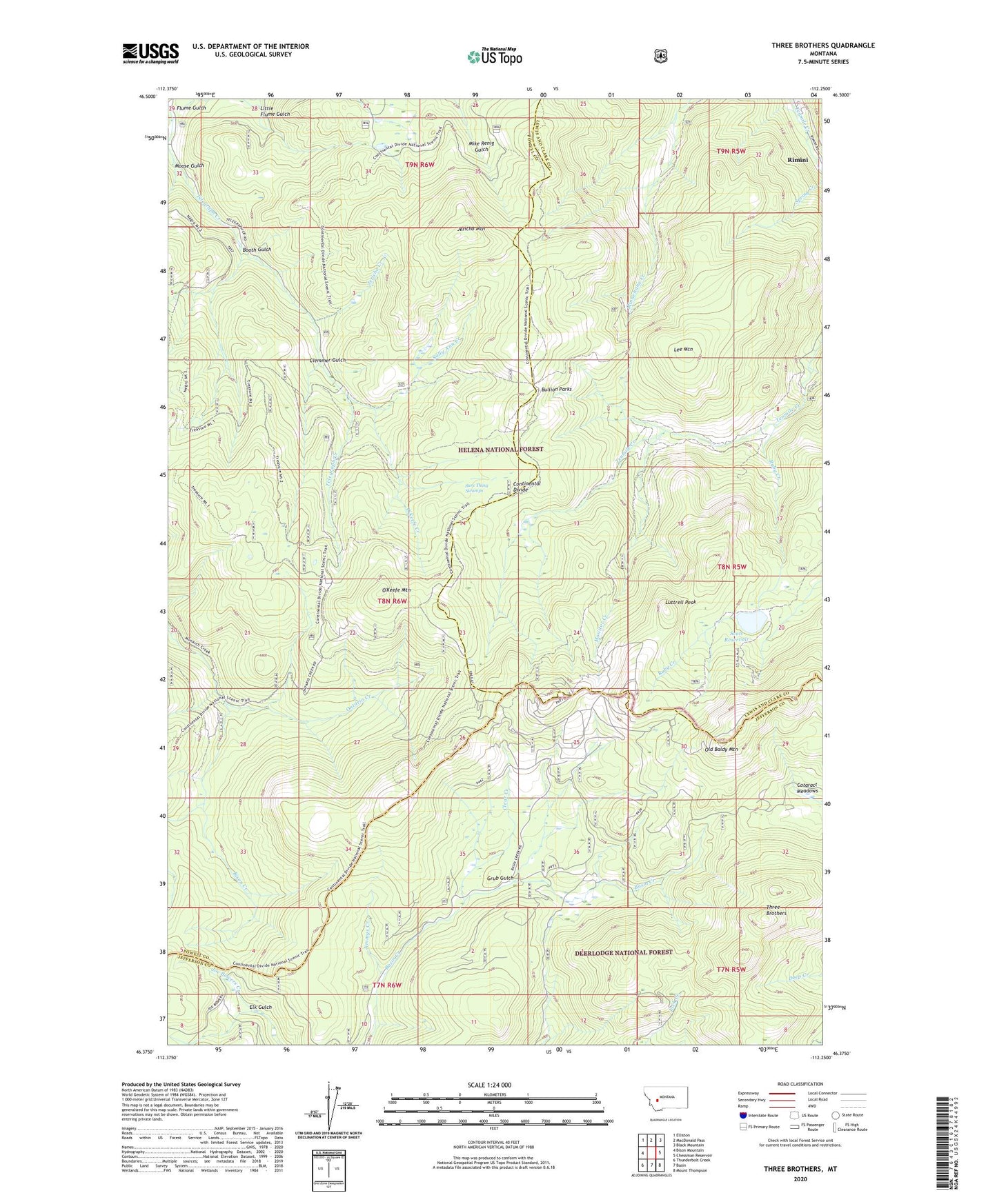 Three Brothers Montana US Topo Map Image
