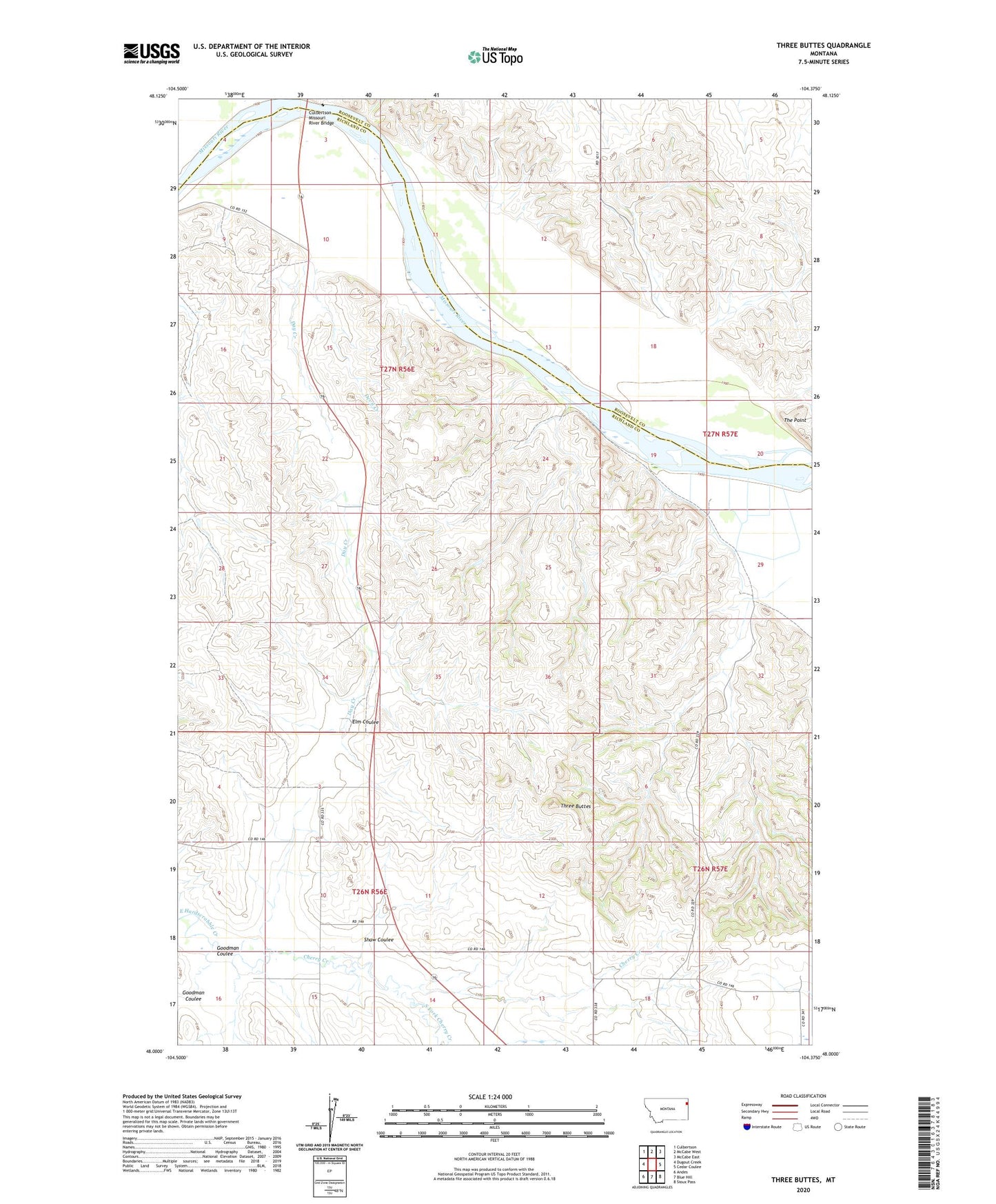 Three Buttes Montana US Topo Map Image