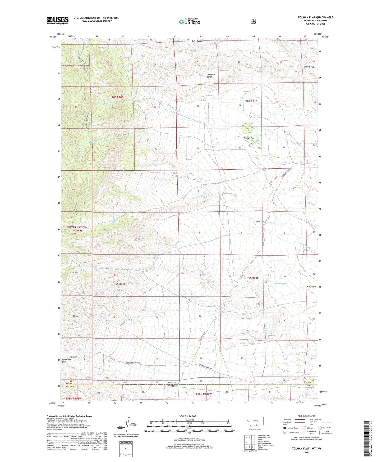 Tolman Flat Montana US Topo Map Image