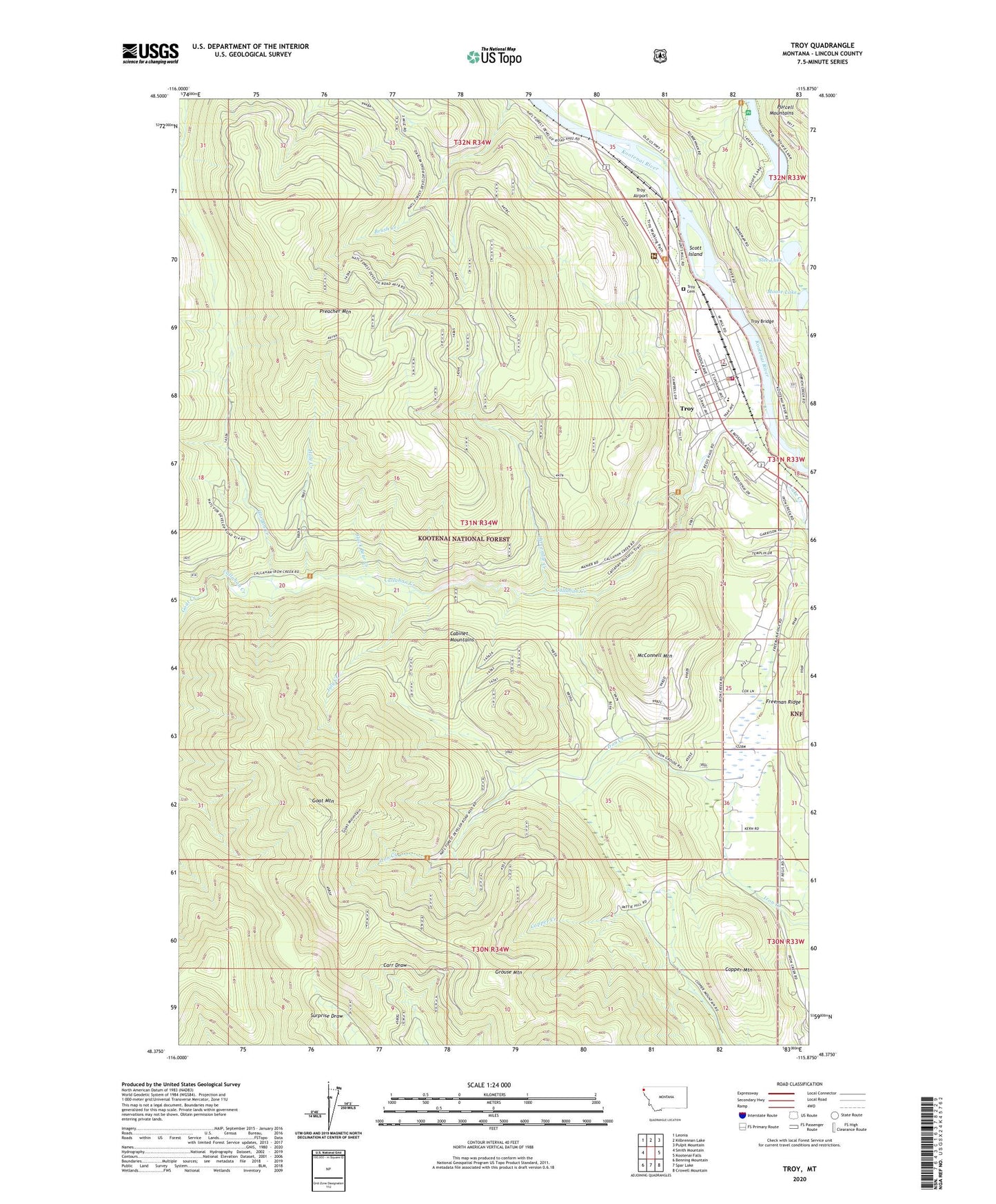 Troy Montana US Topo Map Image