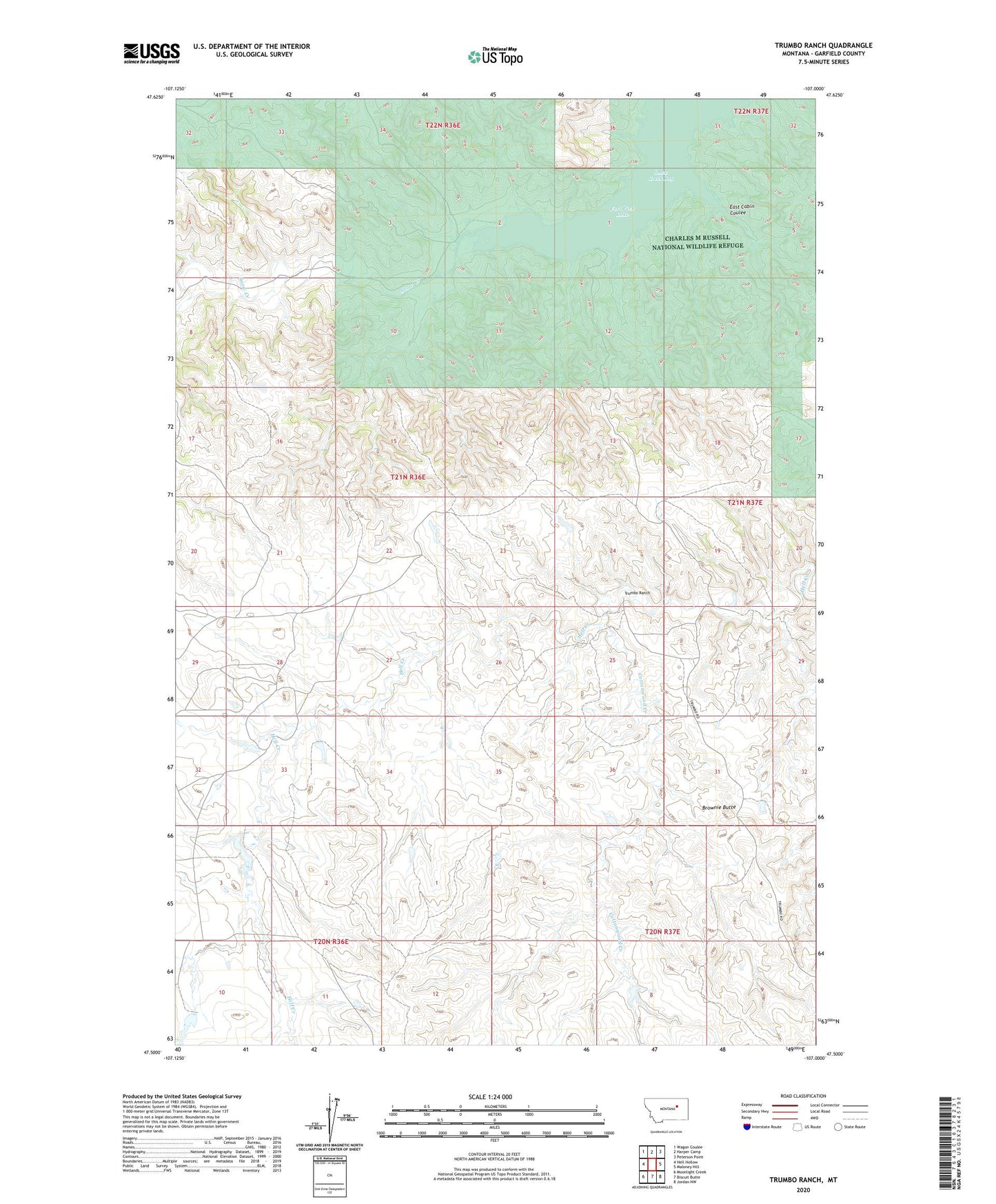 Trumbo Ranch Montana US Topo Map Image