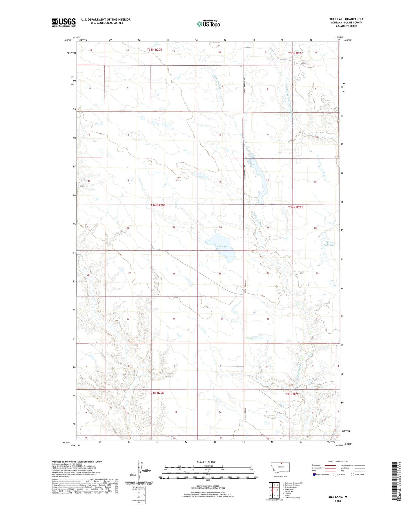 Tule Lake Montana US Topo Map Image