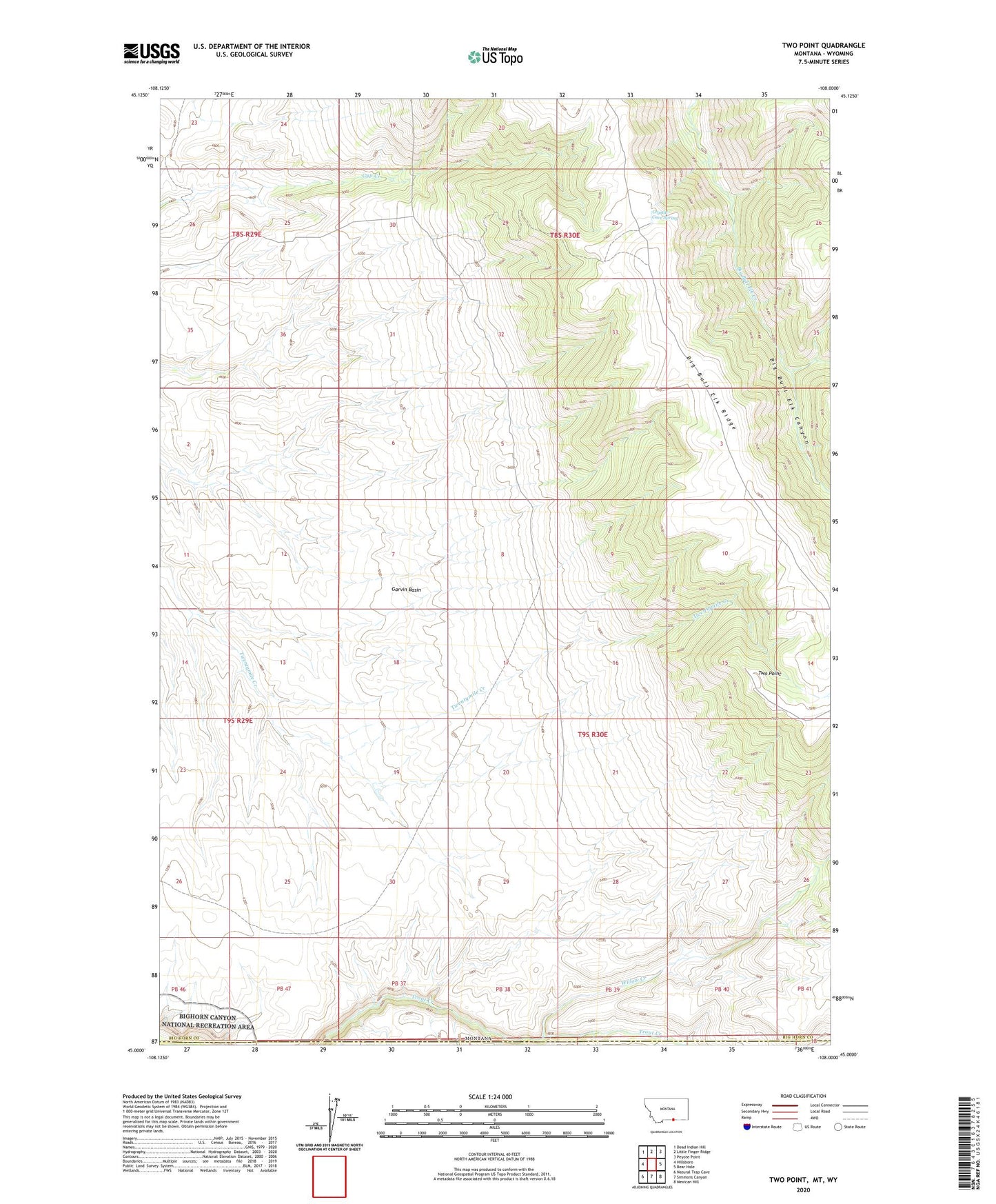 Two Point Montana US Topo Map Image