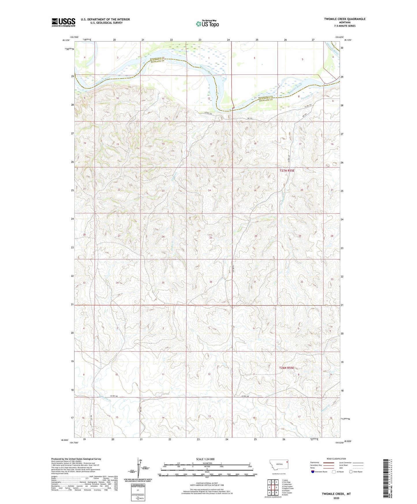 Twomile Creek Montana US Topo Map Image