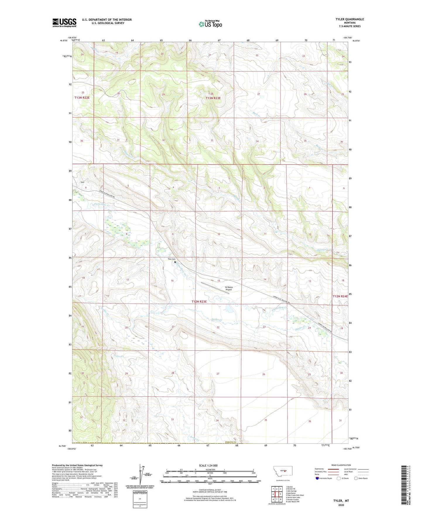 Tyler Montana US Topo Map Image