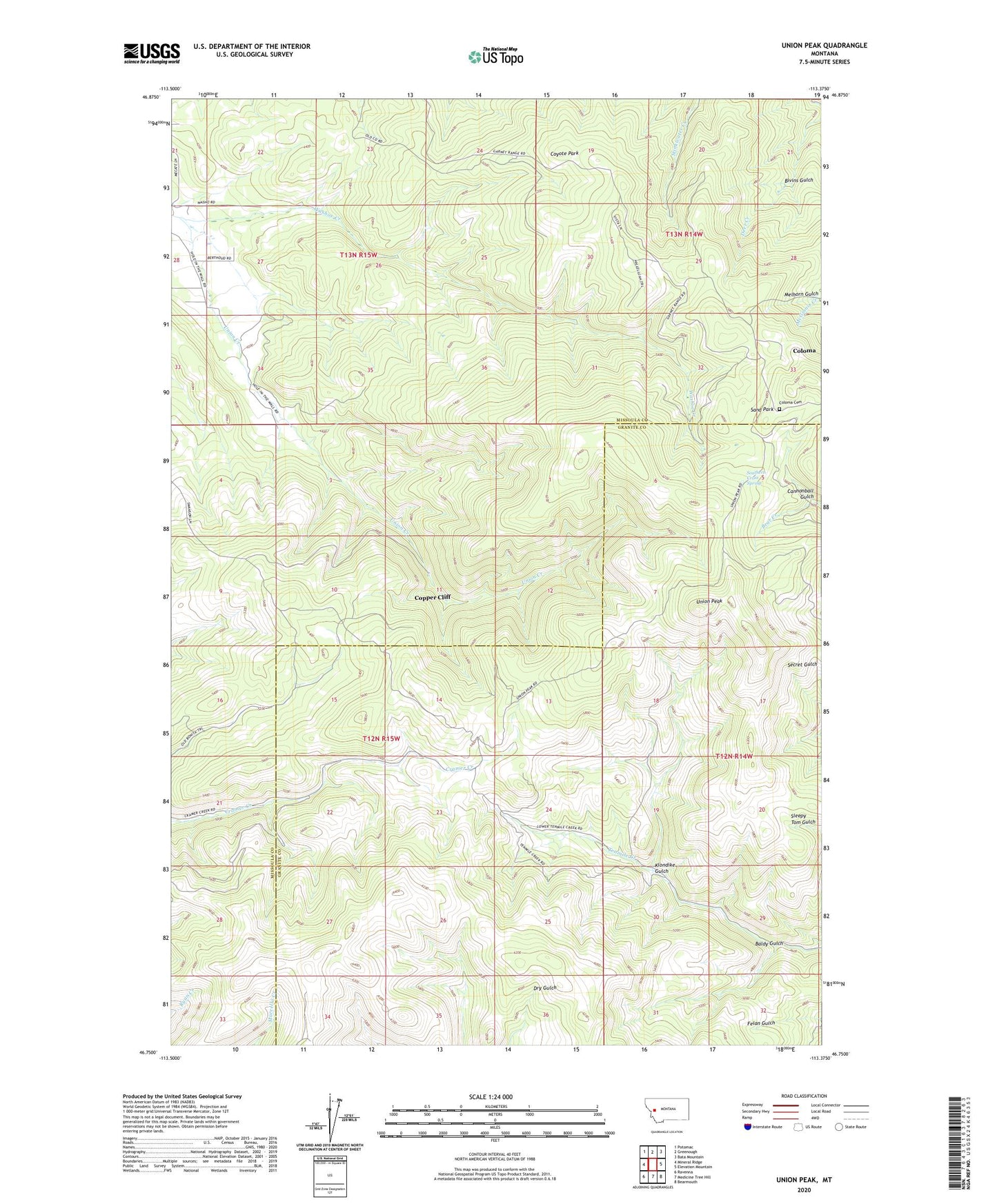 Union Peak Montana US Topo Map Image