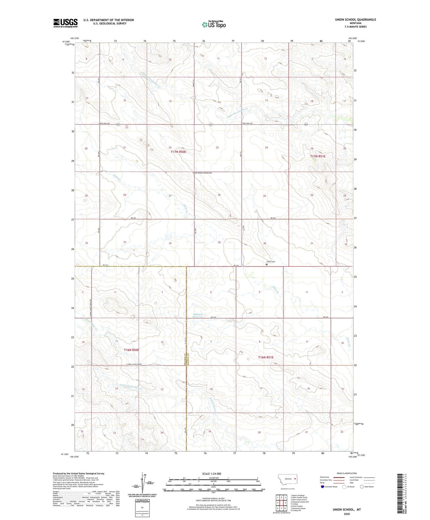Union School Montana US Topo Map Image