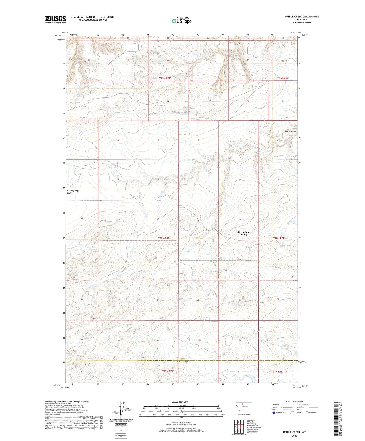 Uphill Creek Montana US Topo Map Image