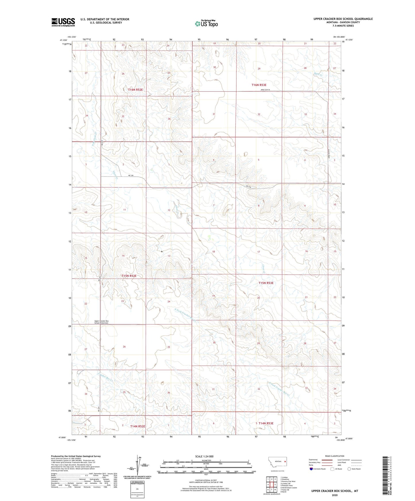 Upper Cracker Box School Montana US Topo Map Image