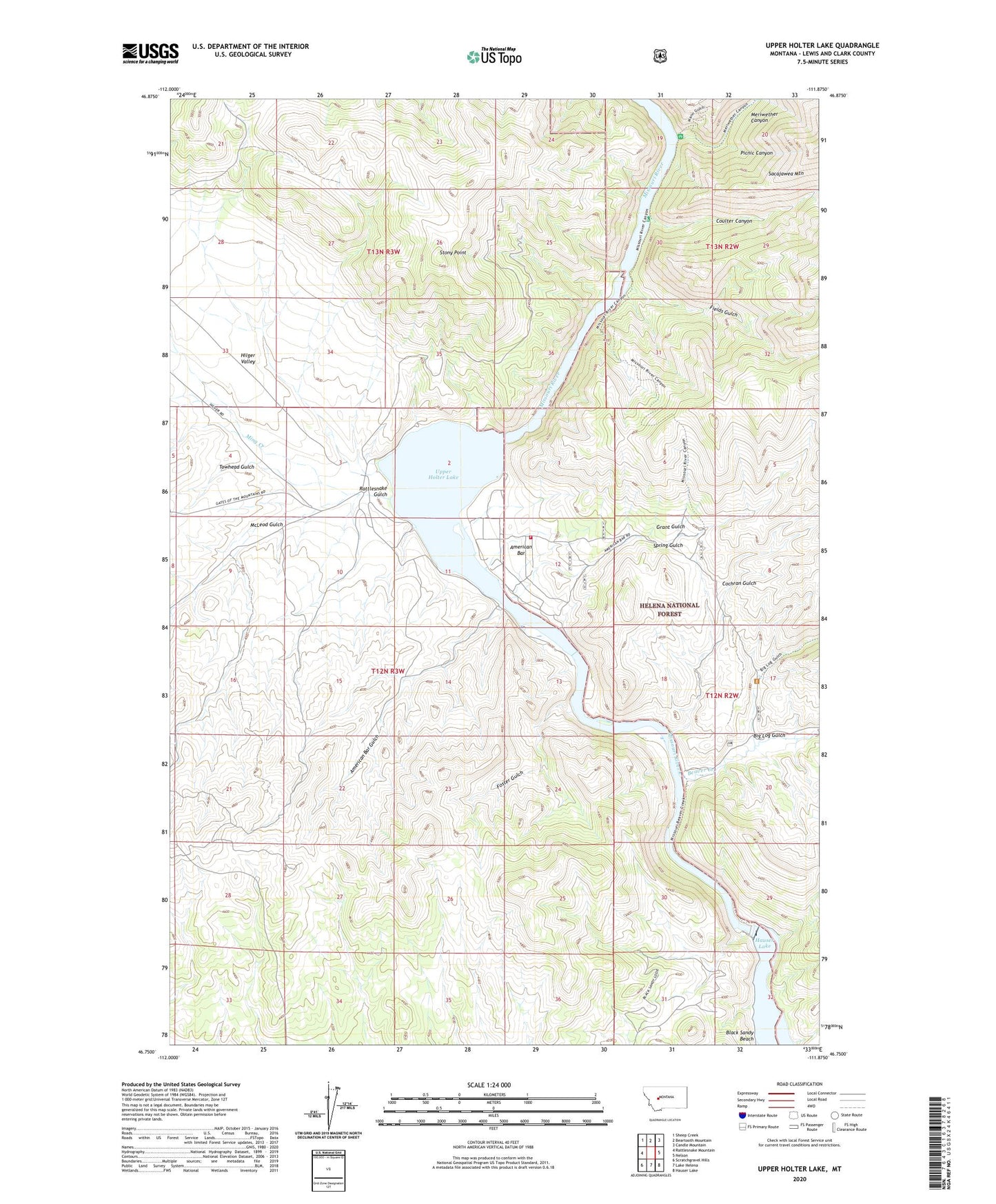 Upper Holter Lake Montana US Topo Map Image
