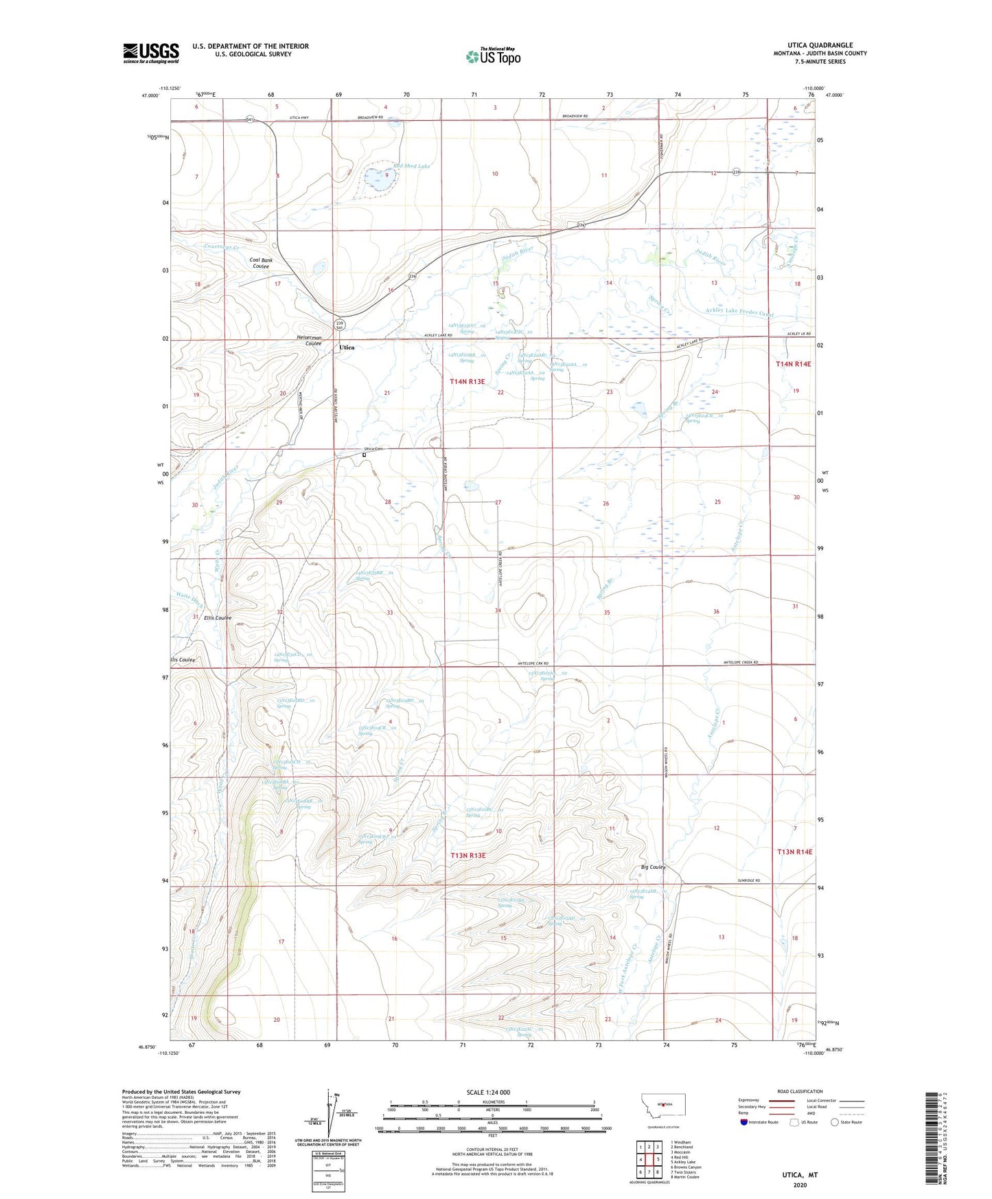 Utica Montana US Topo Map Image
