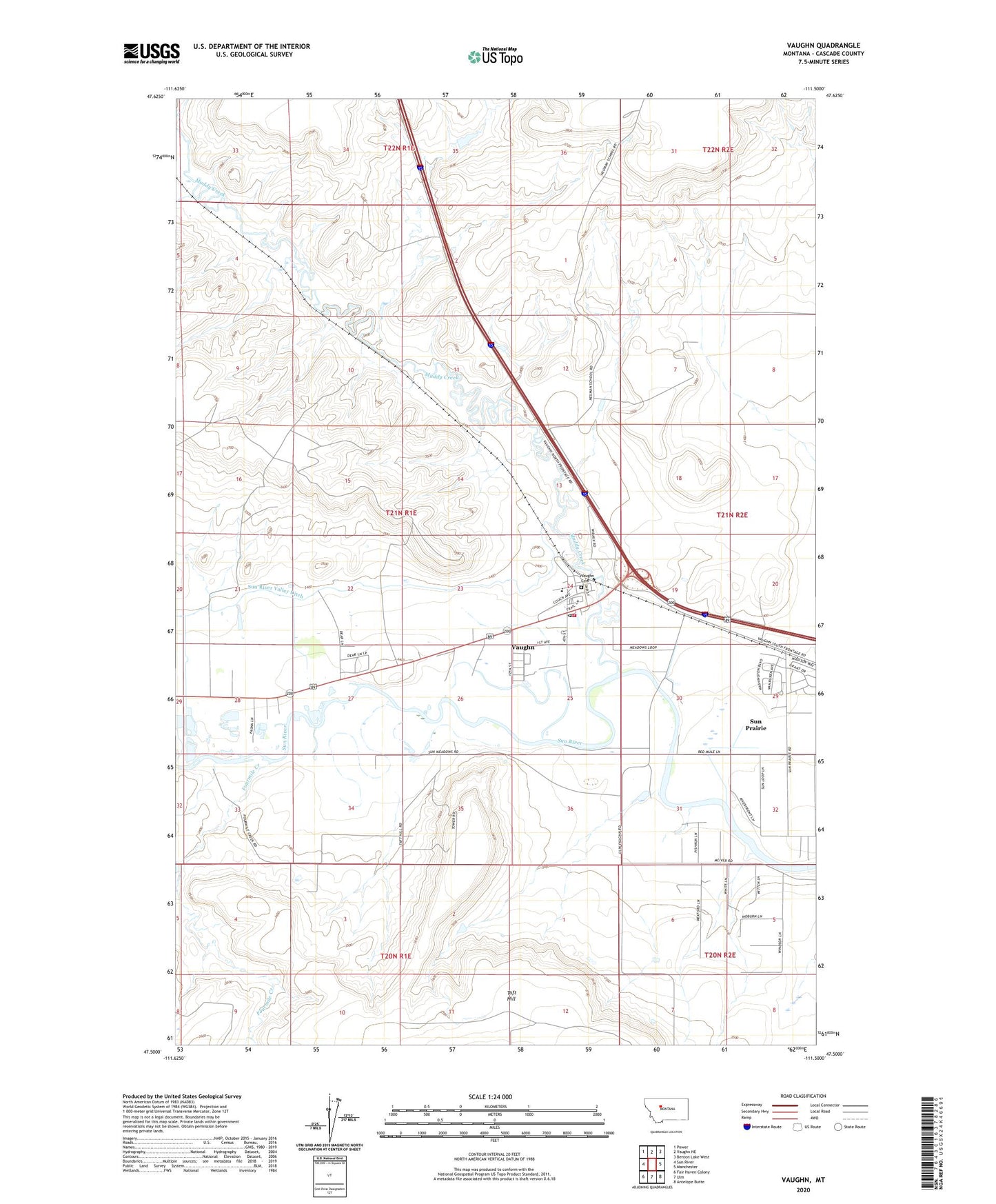 Vaughn Montana US Topo Map Image