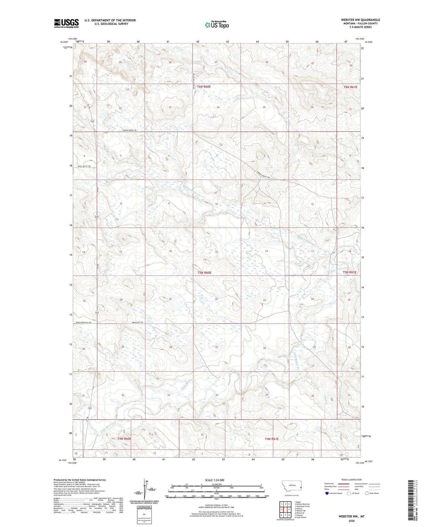 Webster NW Montana US Topo Map Image