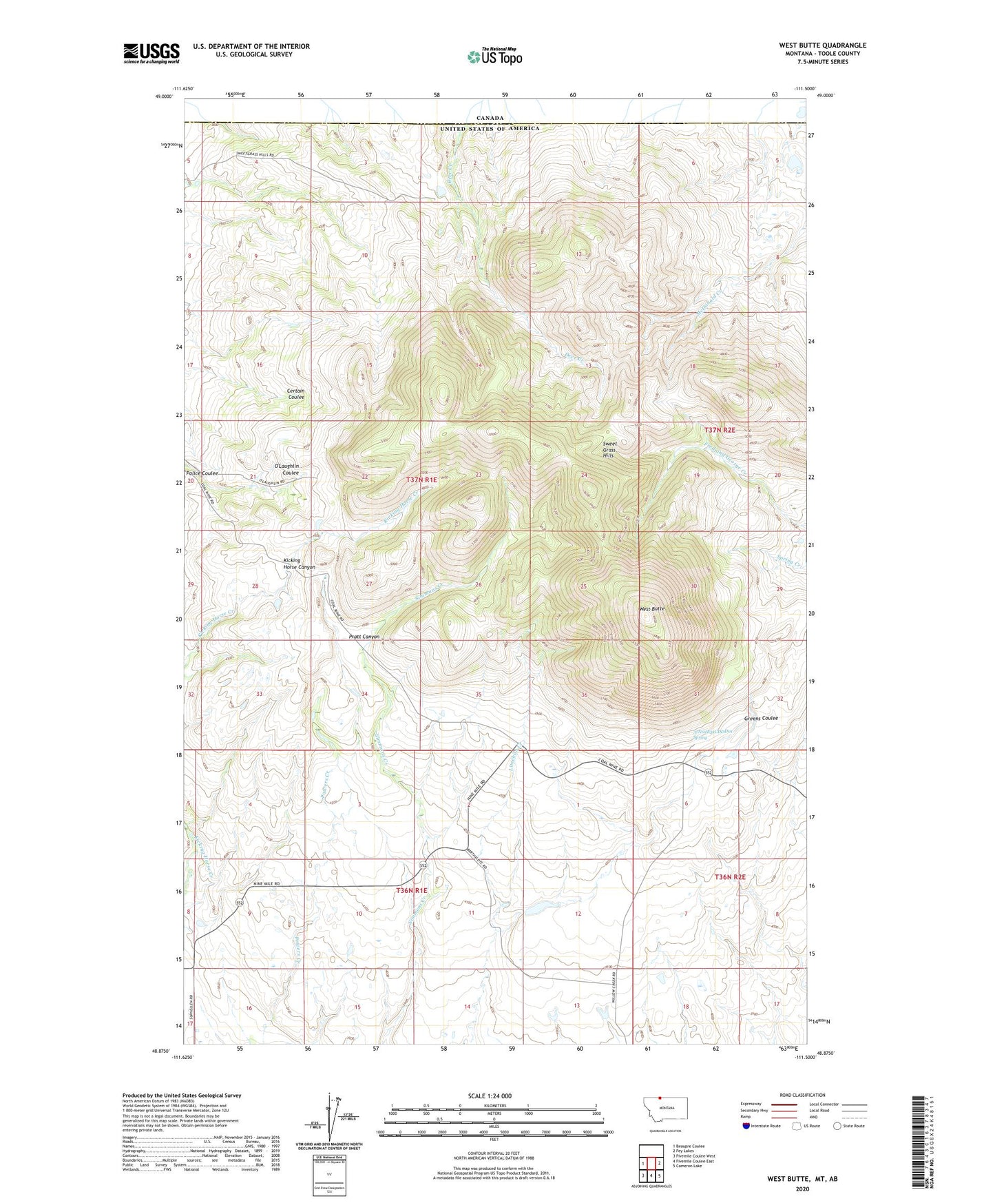 West Butte Montana US Topo Map Image